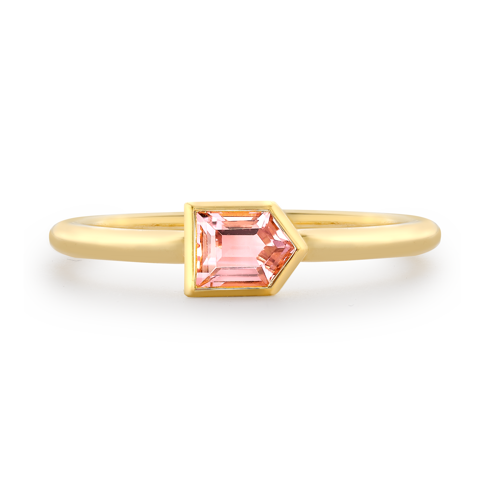 Lady Garden 0.42ct Pink Tourmaline Solitaire Ring Bullet Cut, Rubover Set_2