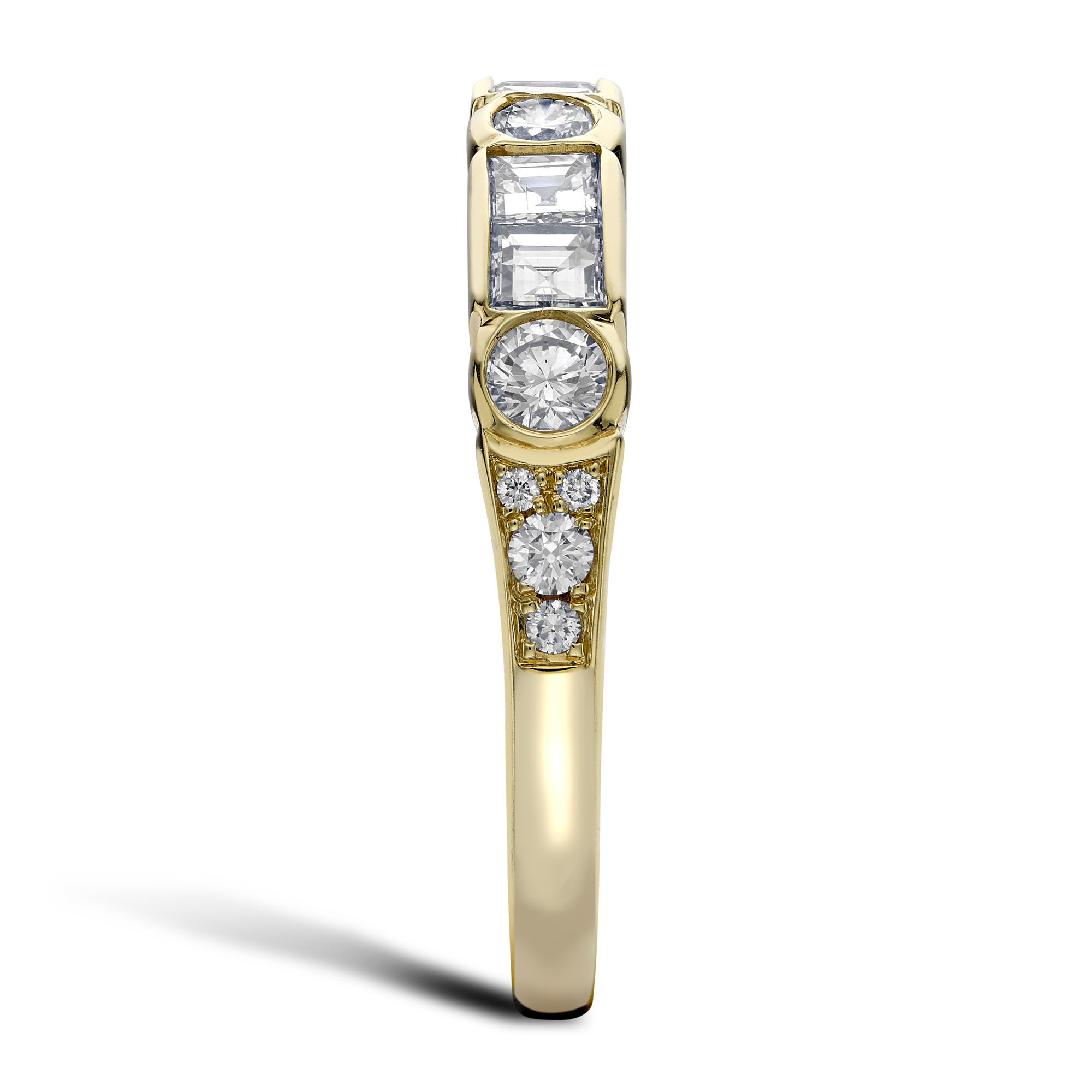 Antrobus 0.82ct Diamond Half Eternity Ring Brilliant & Carré Cut, Rubover Set_4