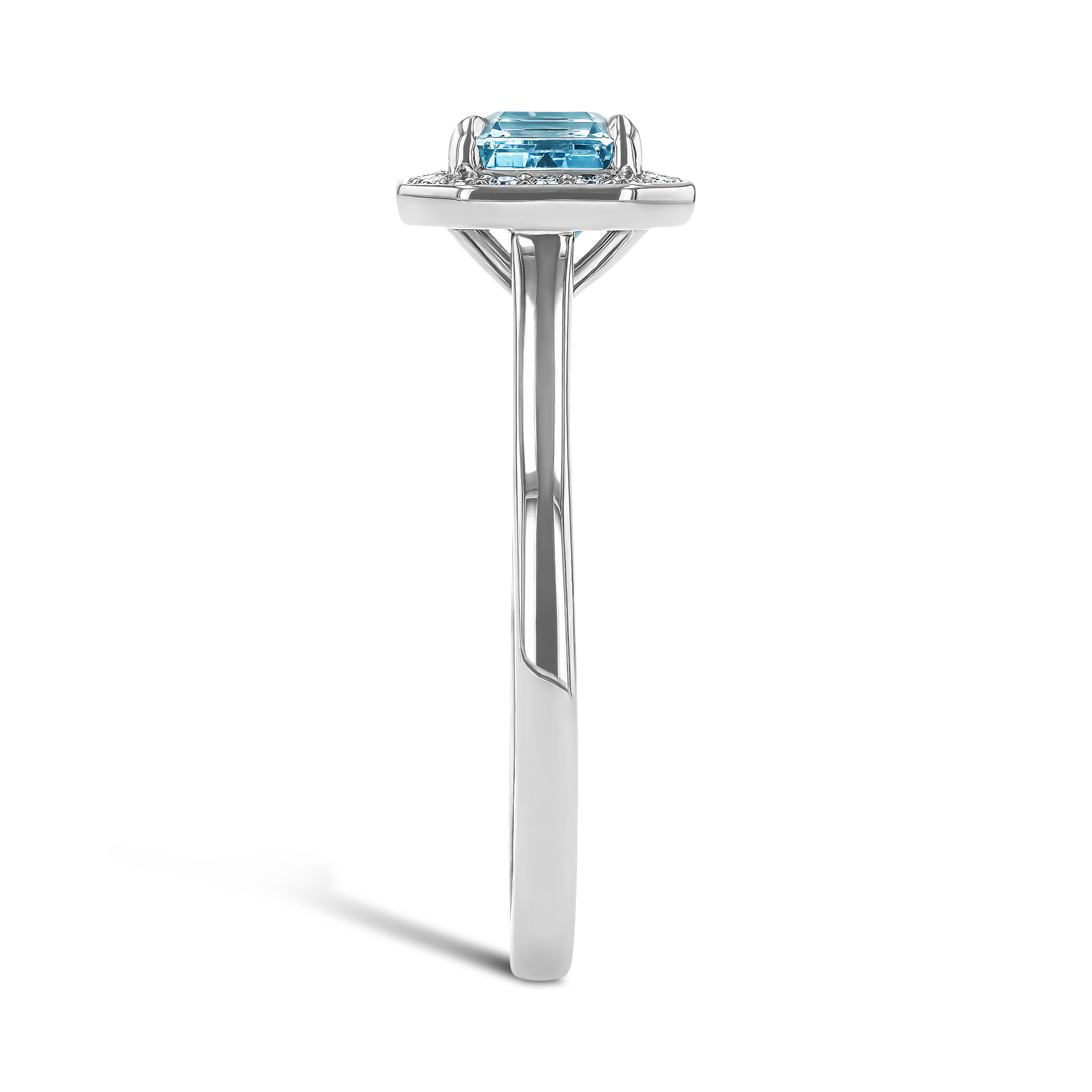 Emerald Cut 1.13ct Lukusuzi Aquamarine and Diamond Ring Emerald Cut, Claw Set_4