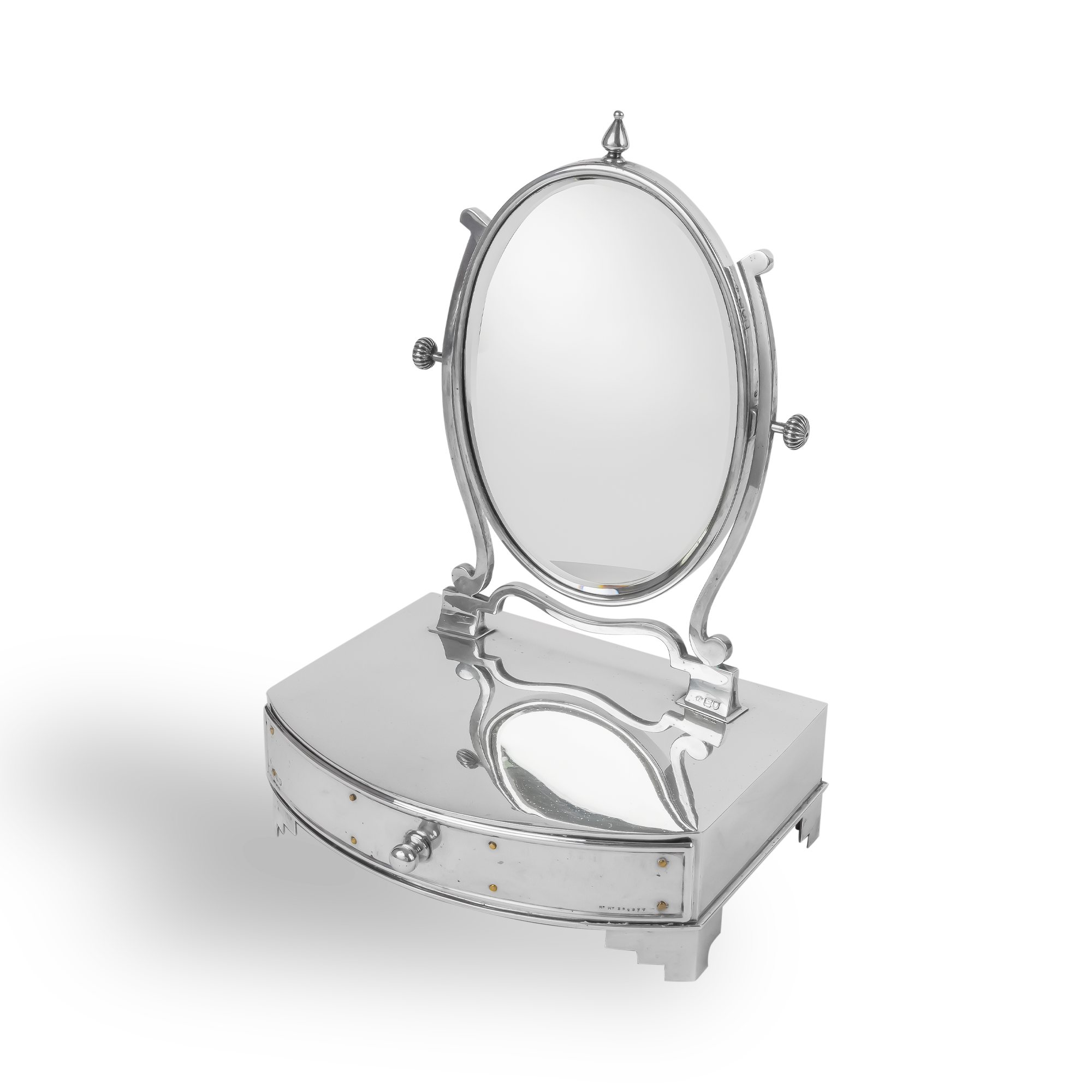 Silver Edward VII Jewellery Tray with Swivel Mirror Hallmarked London_1