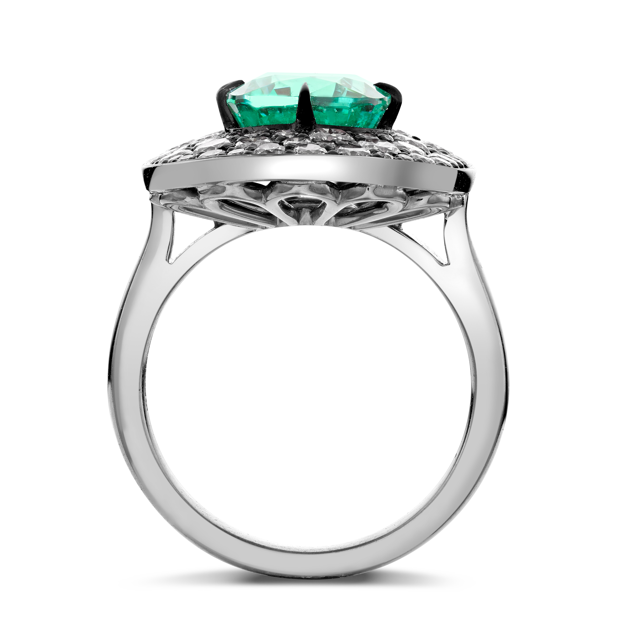 Snowstorm 4.68ct Mint Tourmaline and Diamond Cocktail Ring Cushion modern cut, Claw set_3