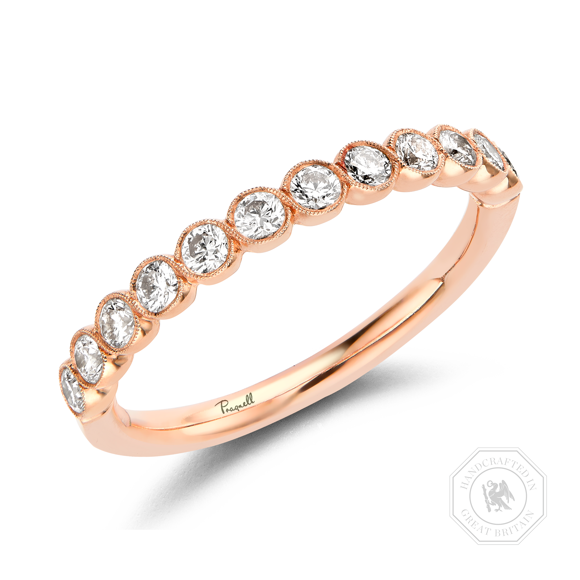 Diamond Dot 0.48ct Half Eternity Ring Brilliant Cut, Millegrain Set_1