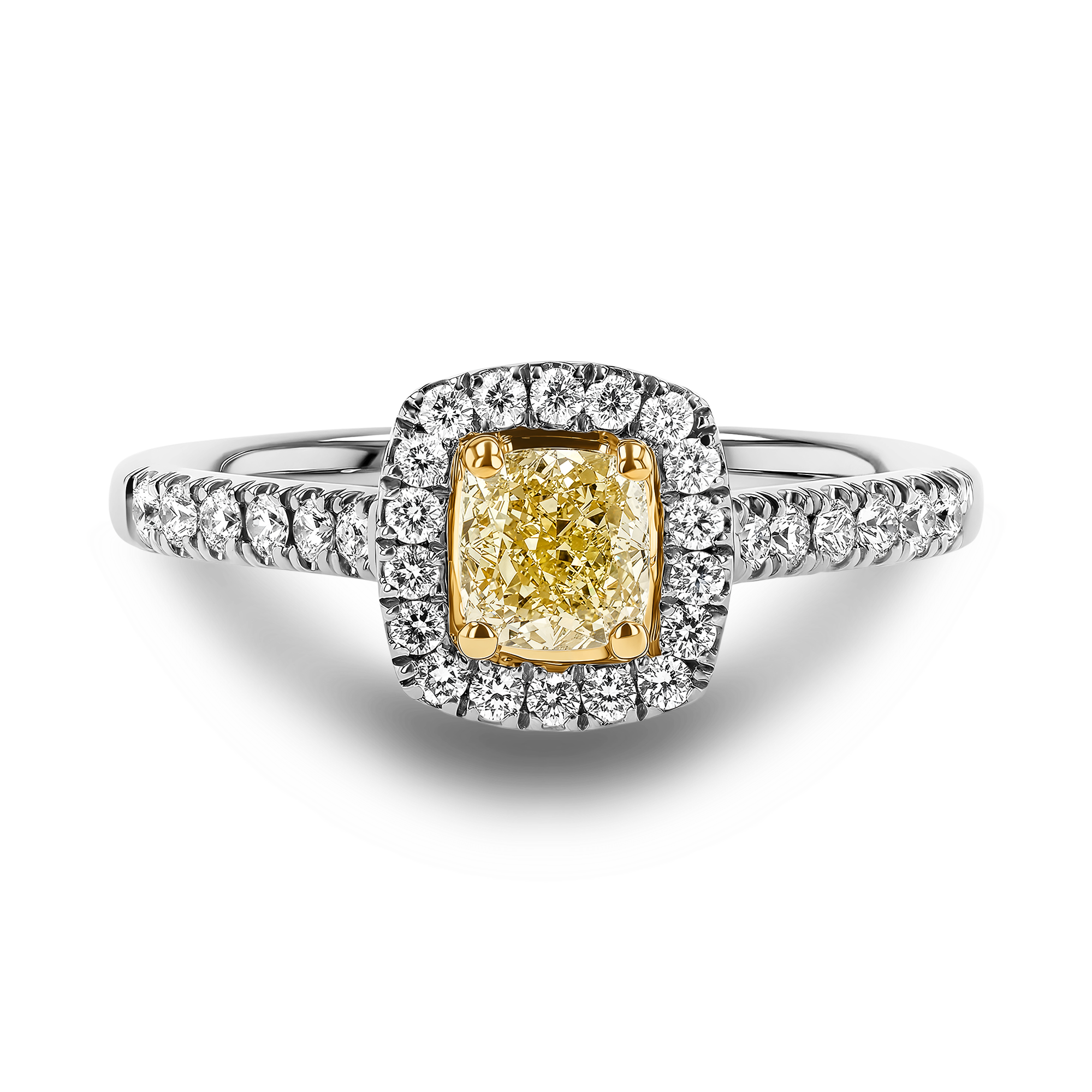 Celestial Radiant Cut 0.46ct Fancy Yellow Diamond Cluster Ring Radiant Cut, Claw Set_2