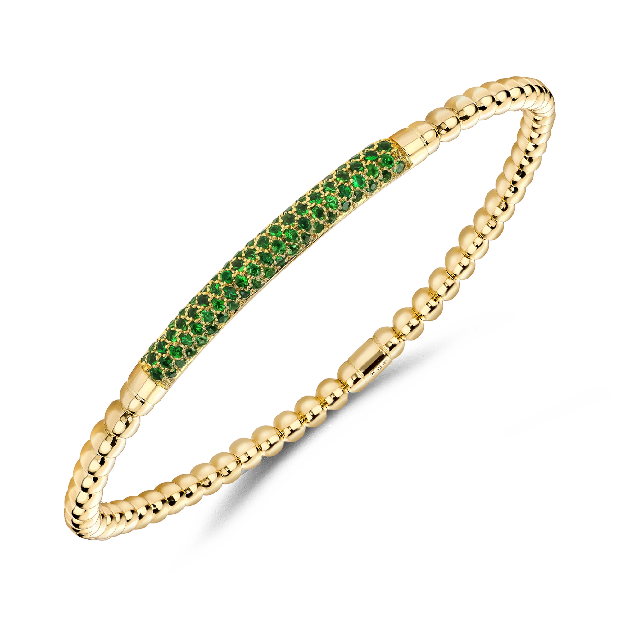 Bohemia 0.512ct Expandable Green Tsavorite Garnet Bangle Brilliant Cut, Micro Pavé Set_2