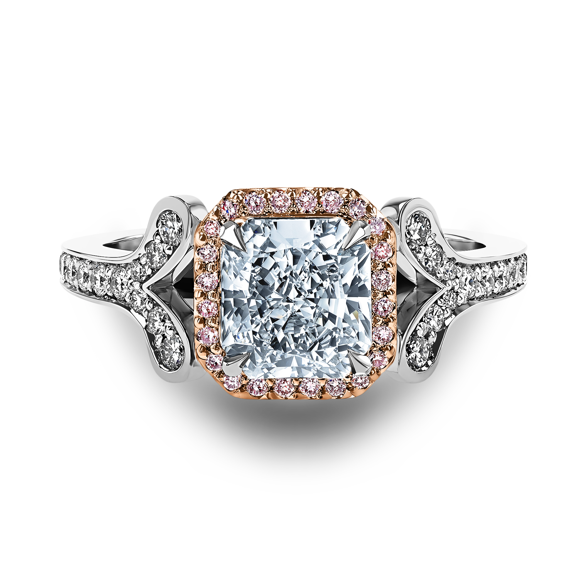 Masterpiece Cléo 1.57ct Light Blue Diamond Cluster Ring Radiant Cut, Claw Set_2