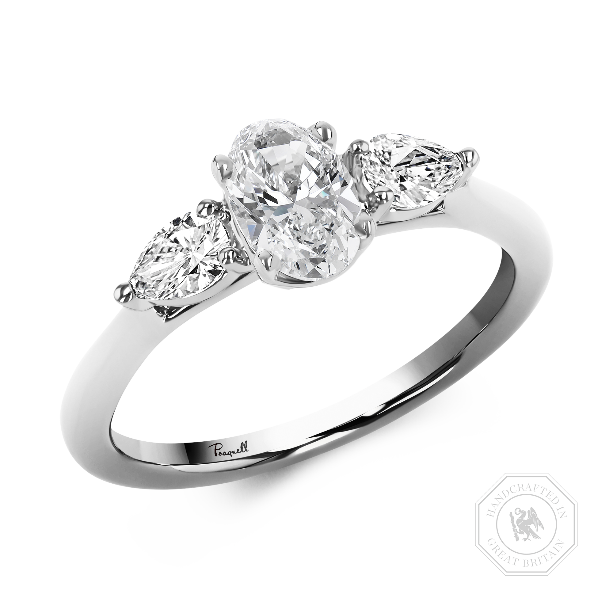Classic 0.70ct Oval Cut Diamond Three Stone Ring Oval Cut, Claw Set_1