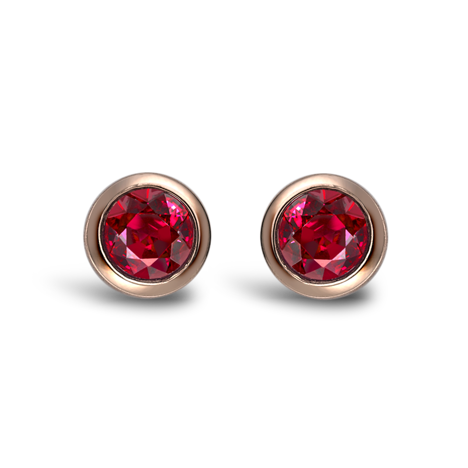 Oval Ruby Ear Studs 1.04ct in 18ct Rose & White Gold Oval Cut