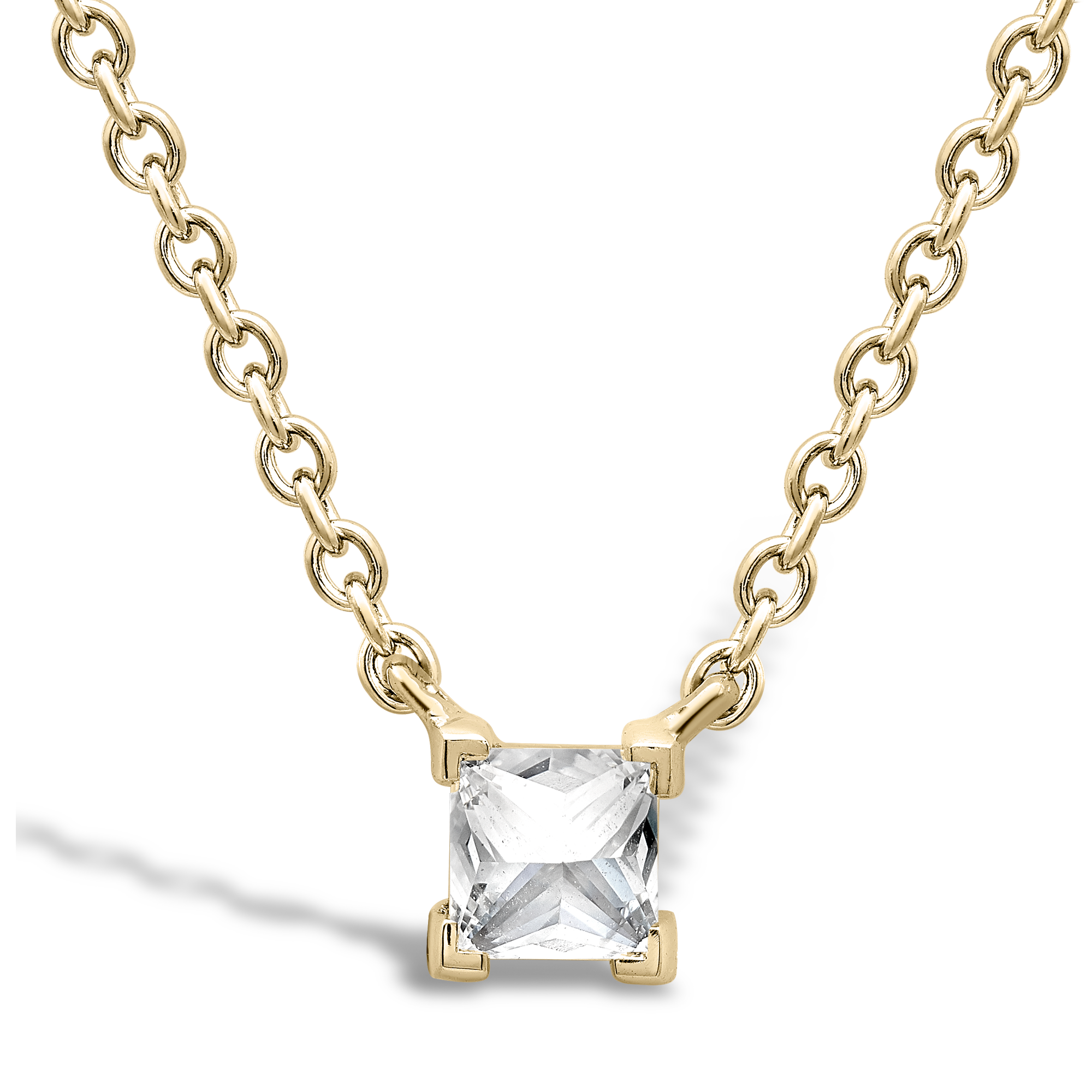 RockChic Diamond Solitaire Necklace Princess Cut, Claw Set_1