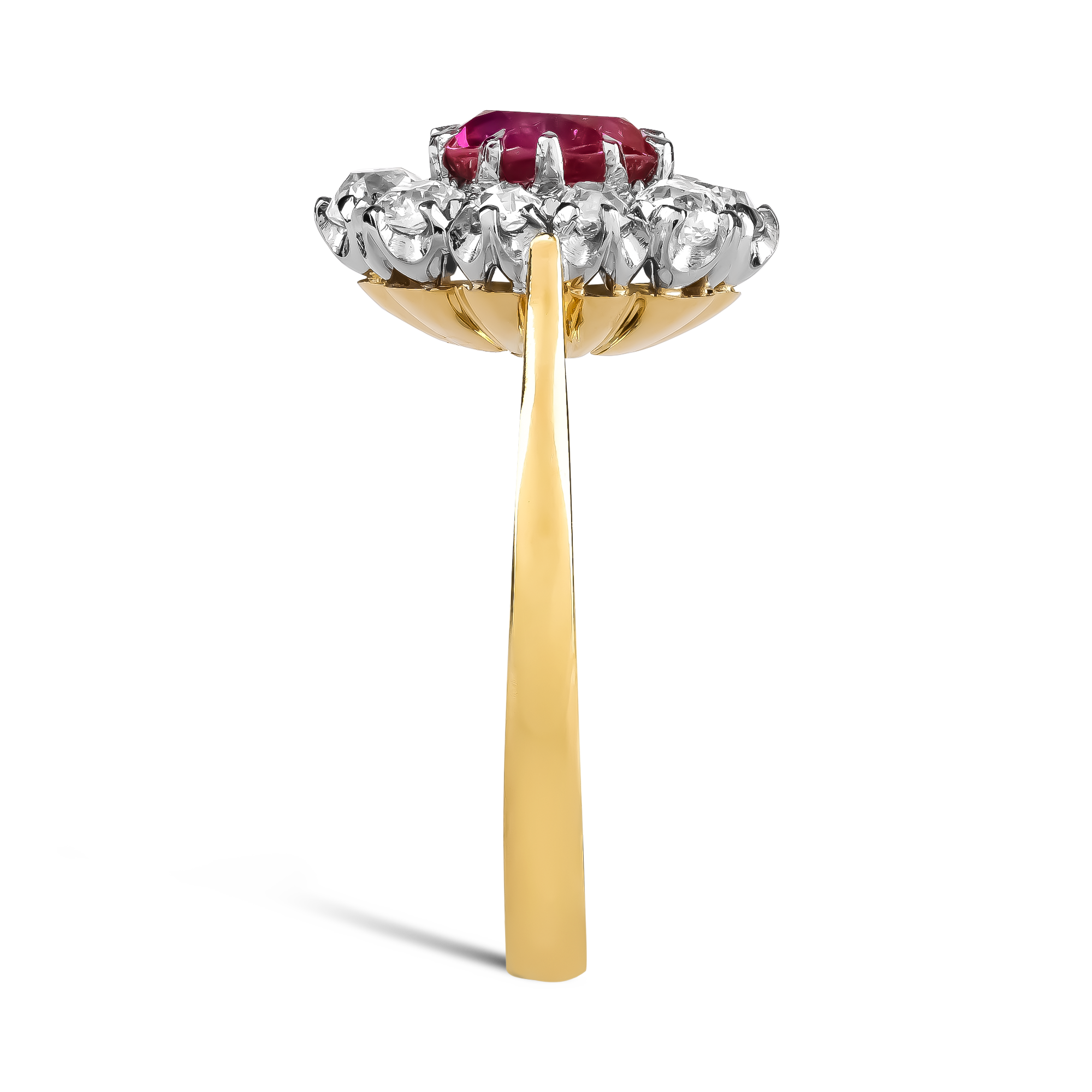 Oval Cut 1.10ct Ruby and Diamond Cluster Ring Oval Cut, Claw Set_4