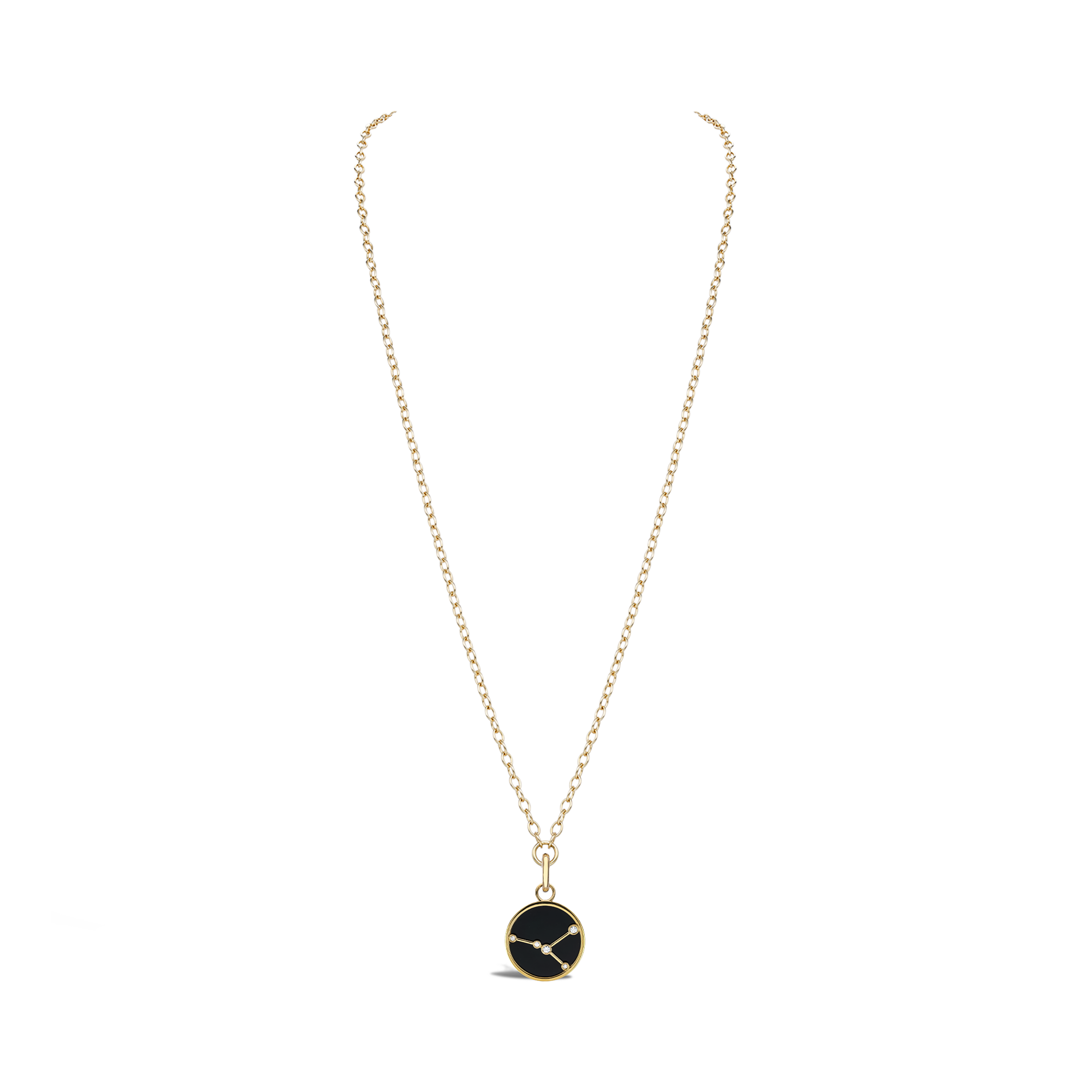Constellation Diamond and Black Onyx Cancer Pendant Charm Brilliant Cut, Rubover Set_3