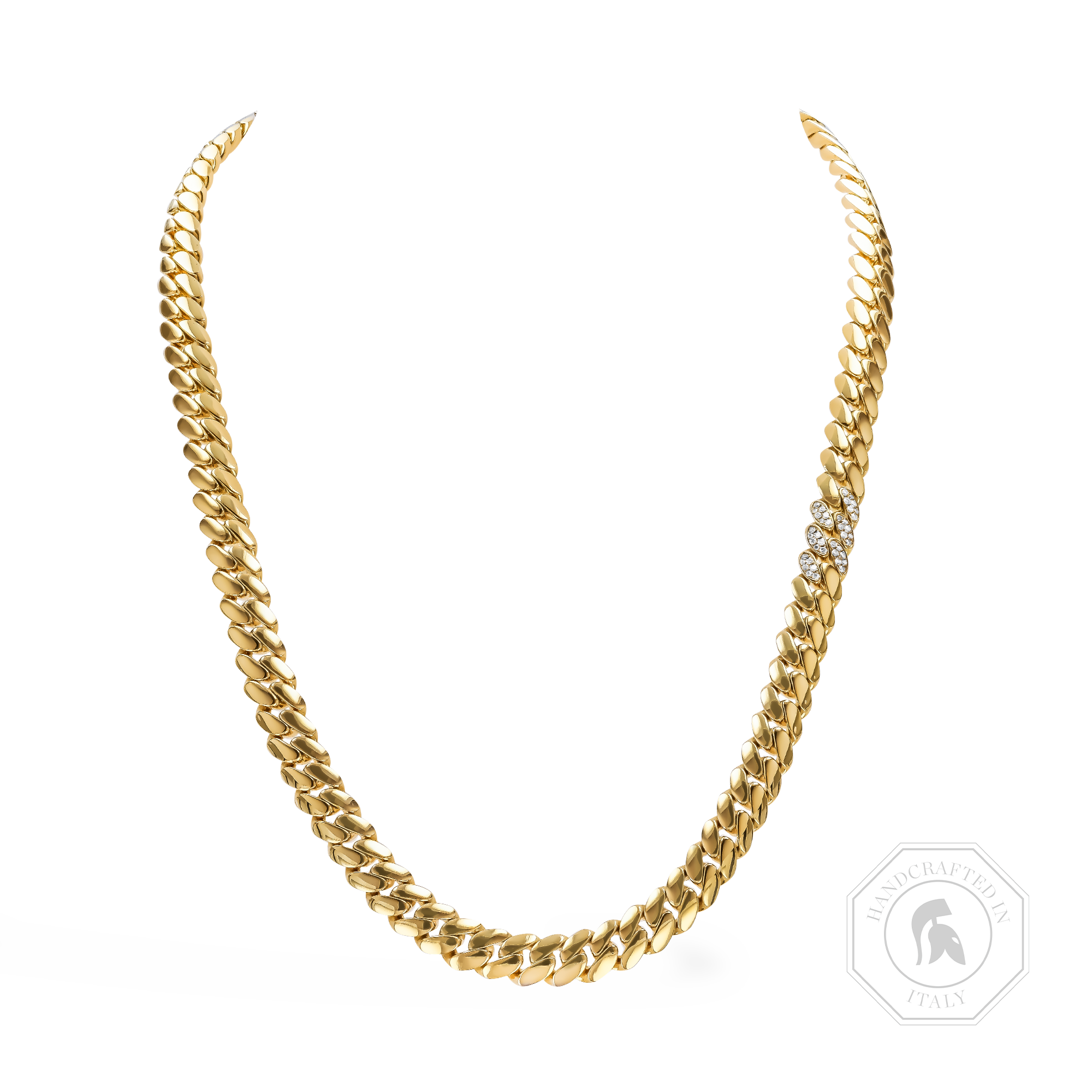 Fusion Long Polished Curb Link Necklace (50cm) Brilliant Cut, Pave Set_1