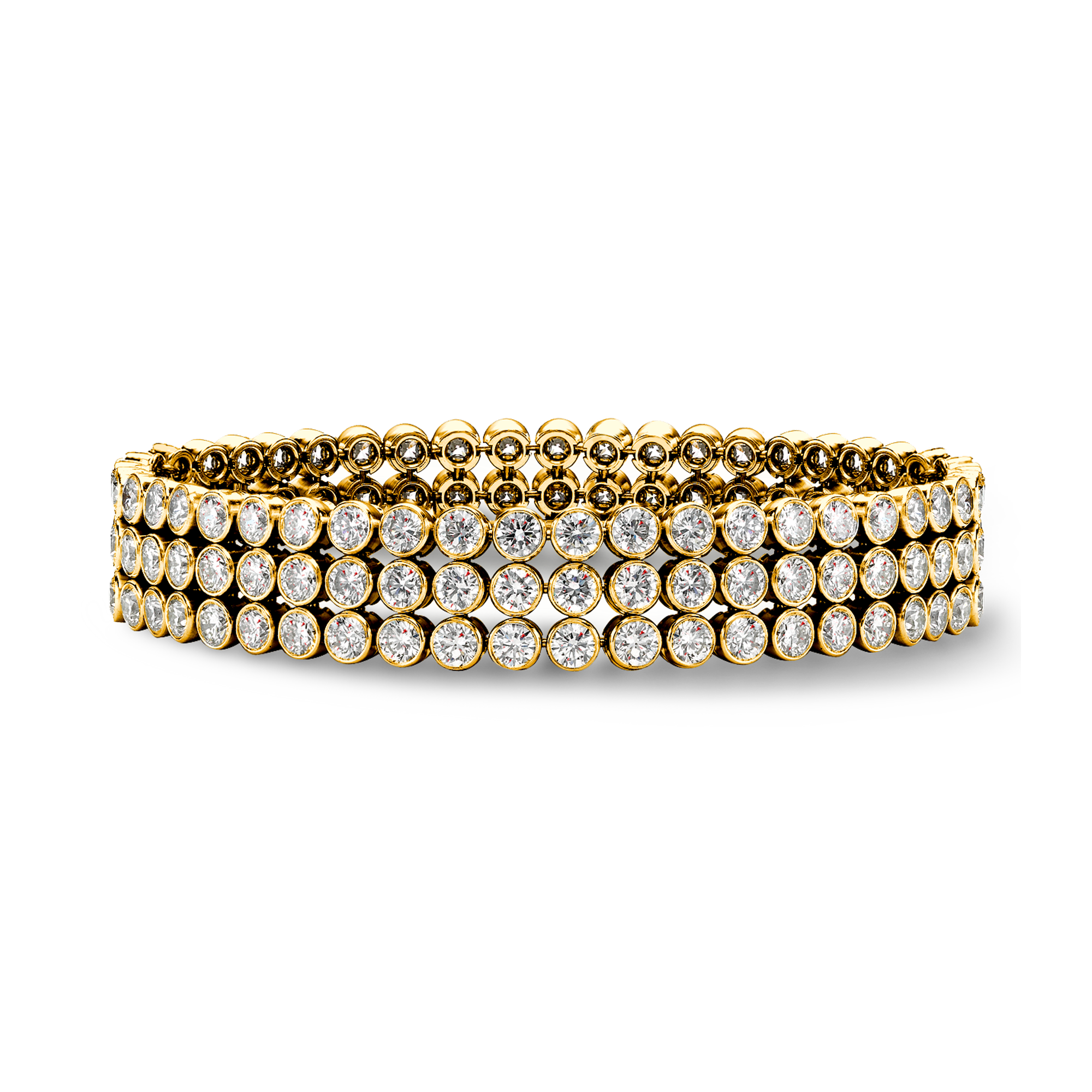 Masterpiece 14.90ct Diamond Three Row Bracelet Brilliant Cut, Rubover Set_1