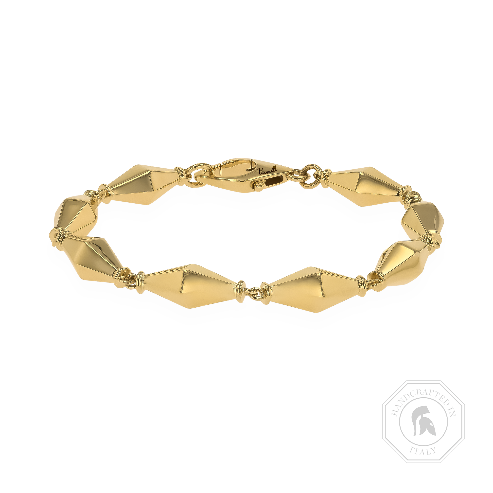 Cleopatra Gold Faceted Barrel Link Bracelet _1