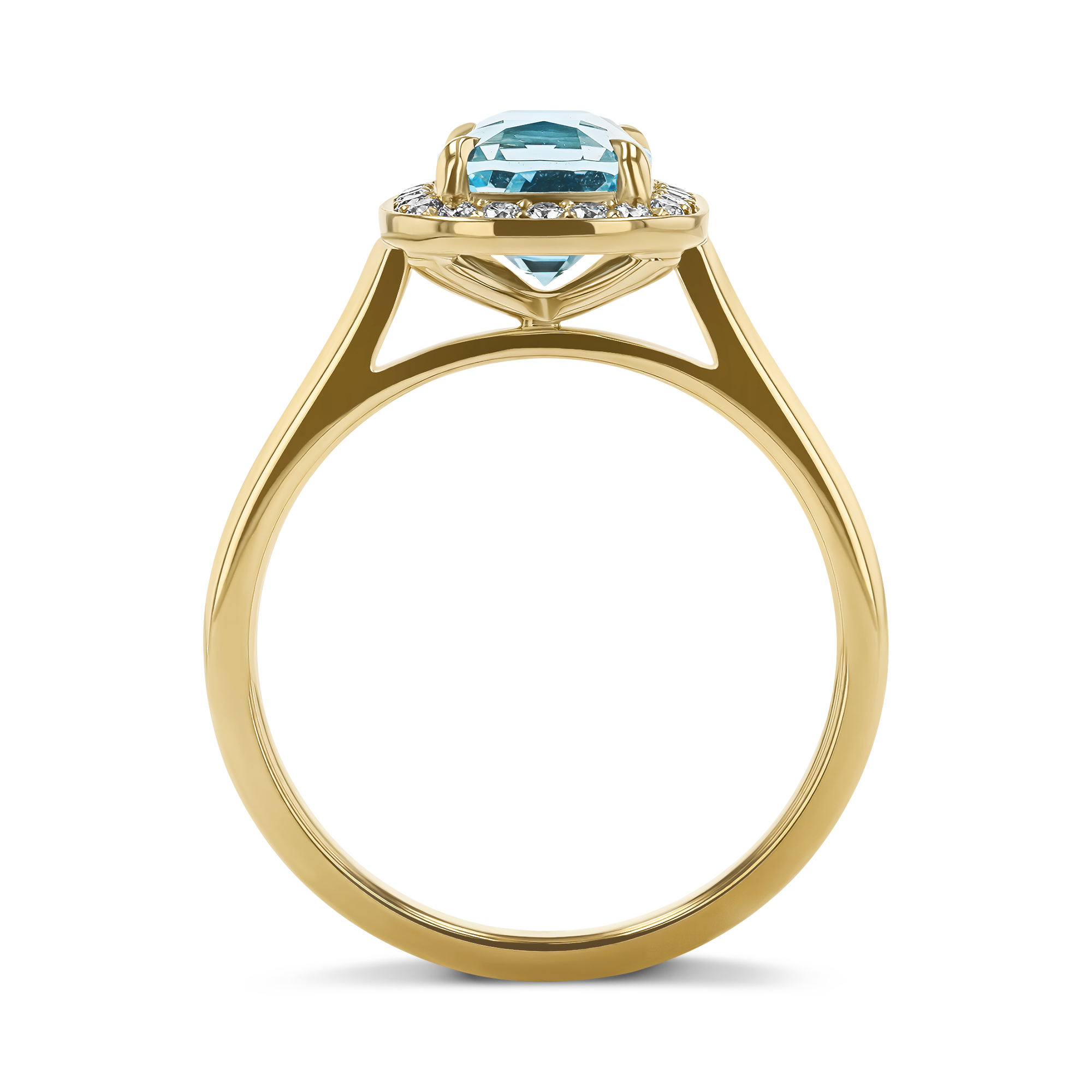 Cushion Cut 1.54ct Lukusuzi Aquamarine and Diamond Cluster Ring Modern Cushion Cut, Claw Set_3