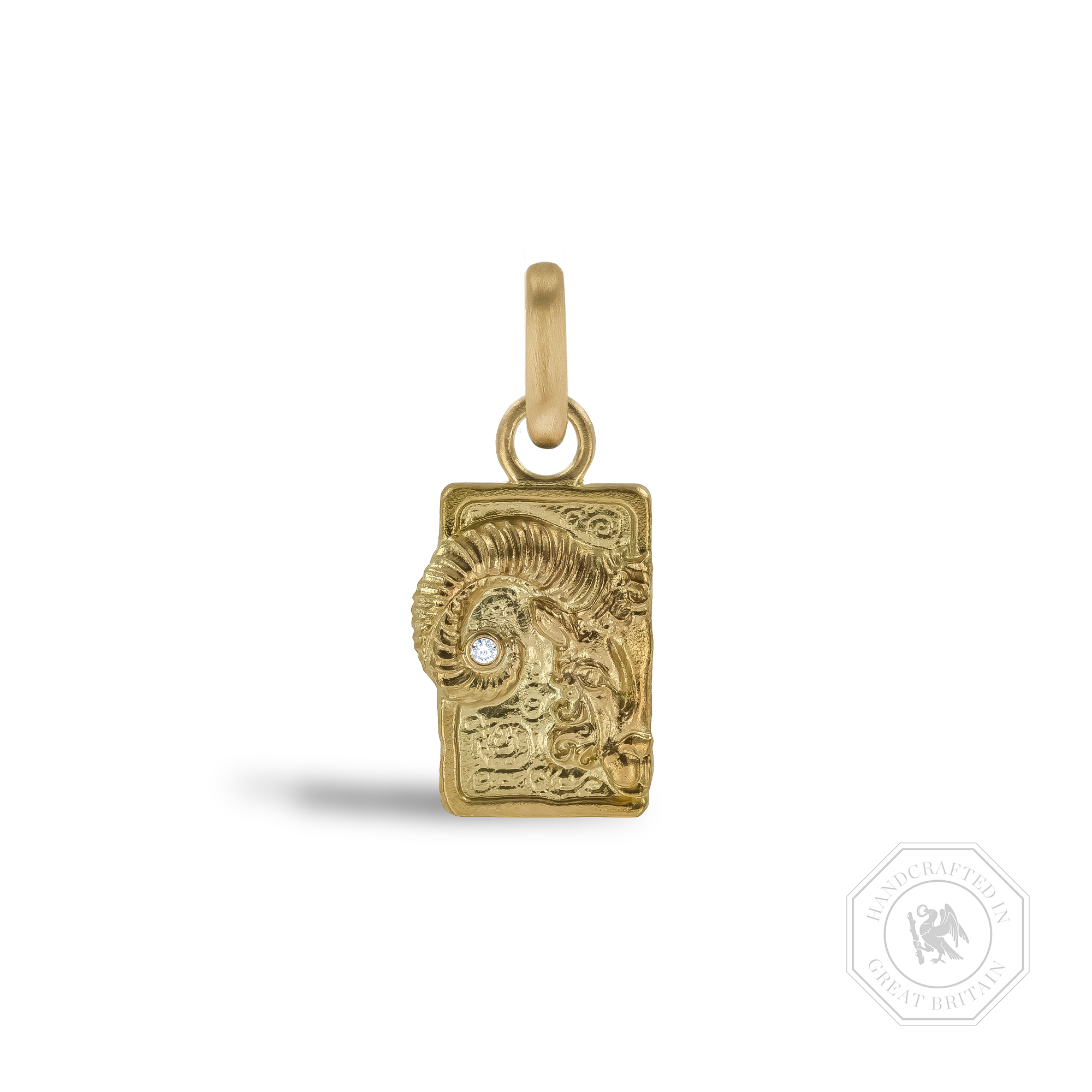 Zodiac Diamond Aries Pendant Charm Brilliant Cut, Rubover Set_1
