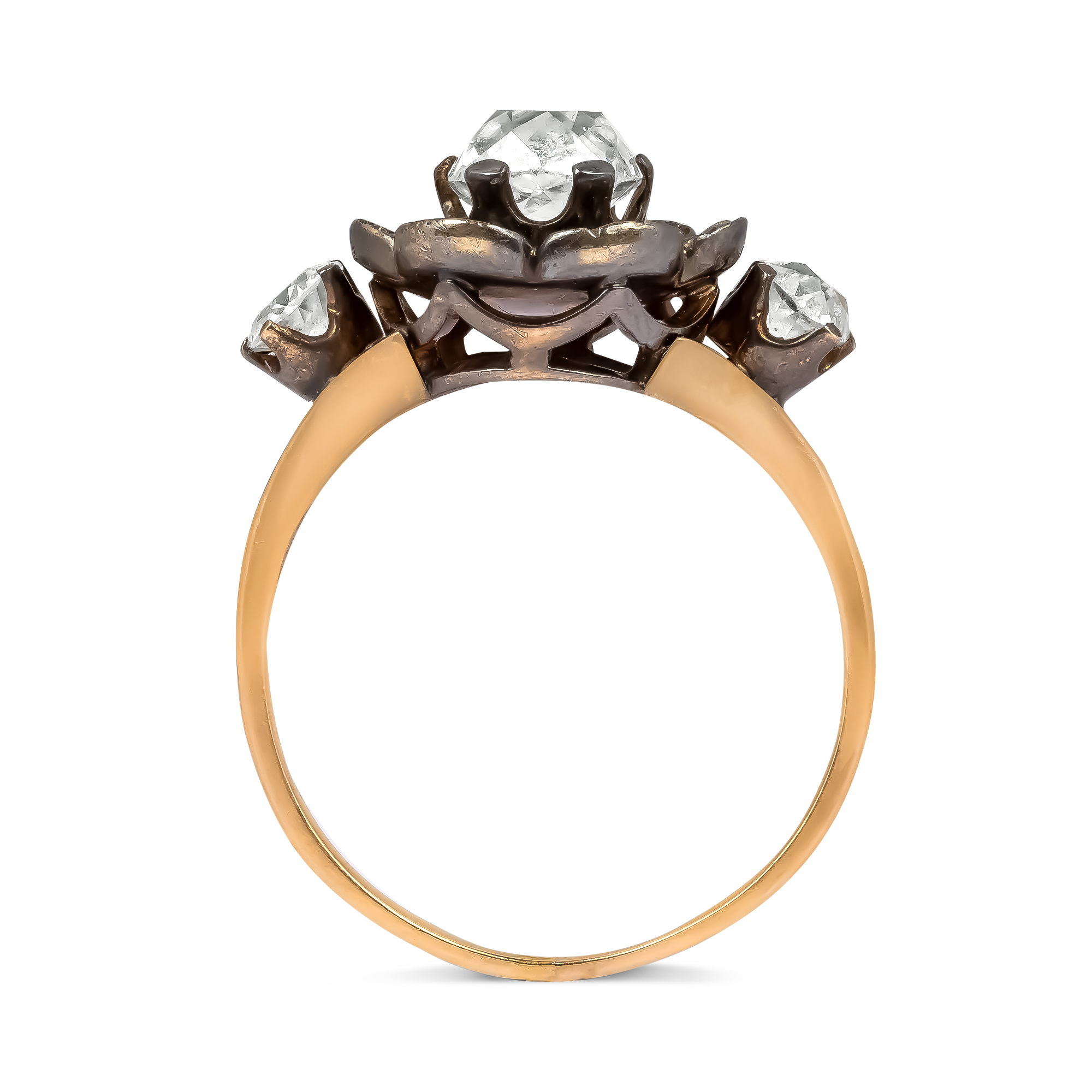 Victorian Old Mine Cut Diamond Ring Old & Rose Cut, Claw Set_3