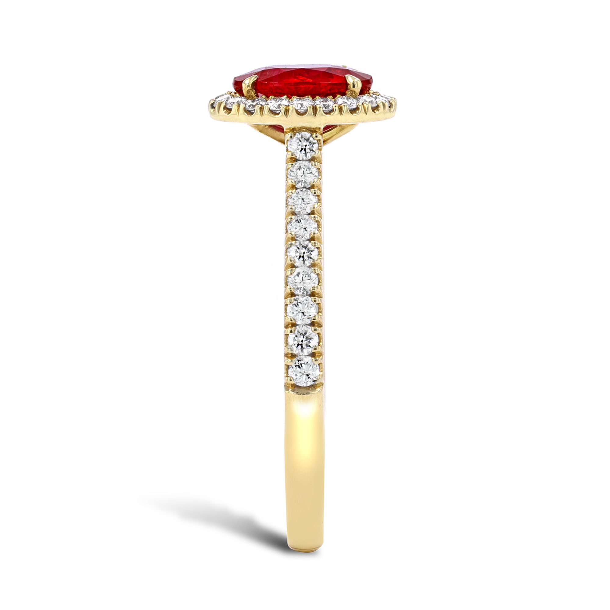 Ruby and Diamond Cluster Ring Oval & Brilliant Cut, Claw & Micro Pave Set_3
