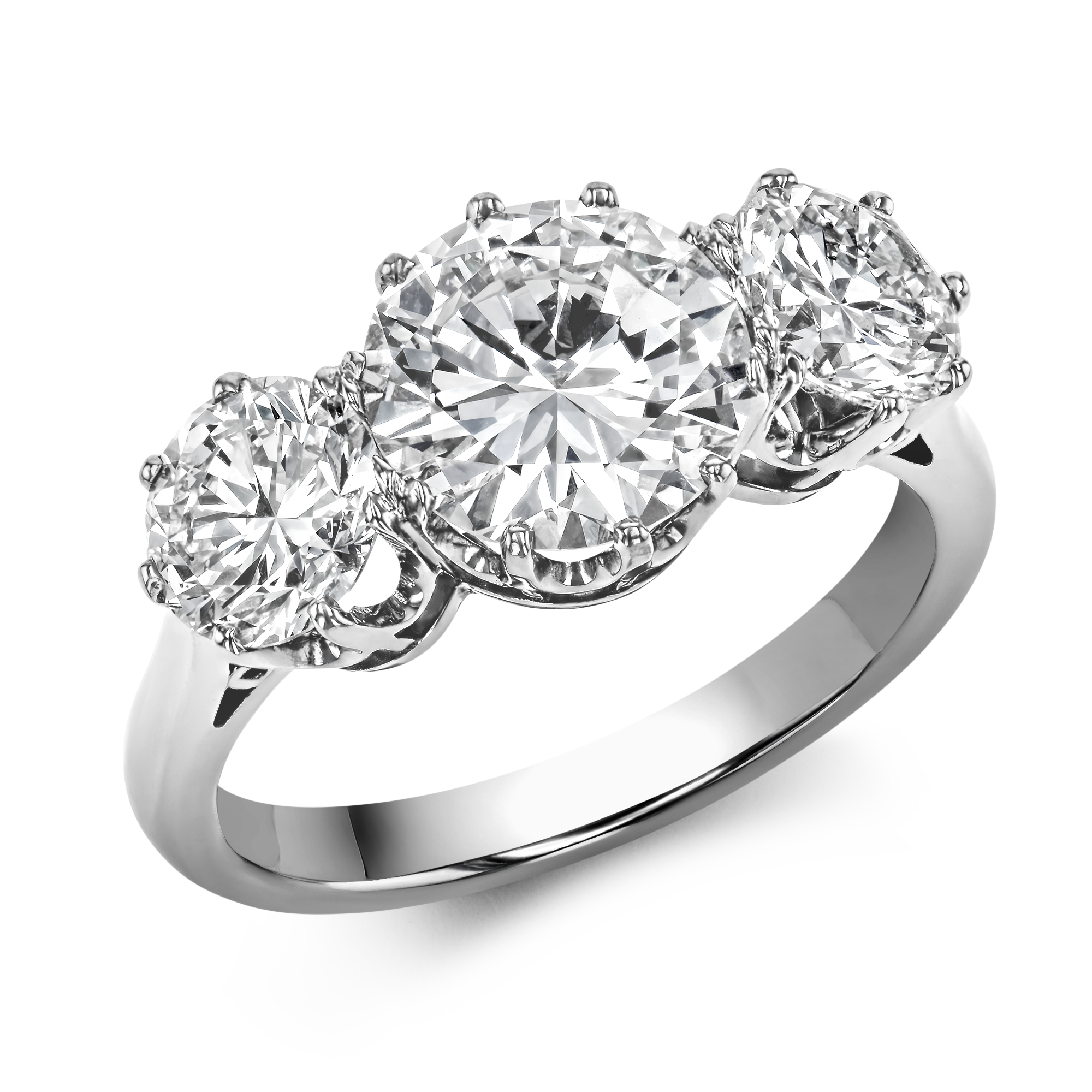 Brilliant Cut 3.73ct Diamond Three Stone Ring Brilliant cut, Claw set_1