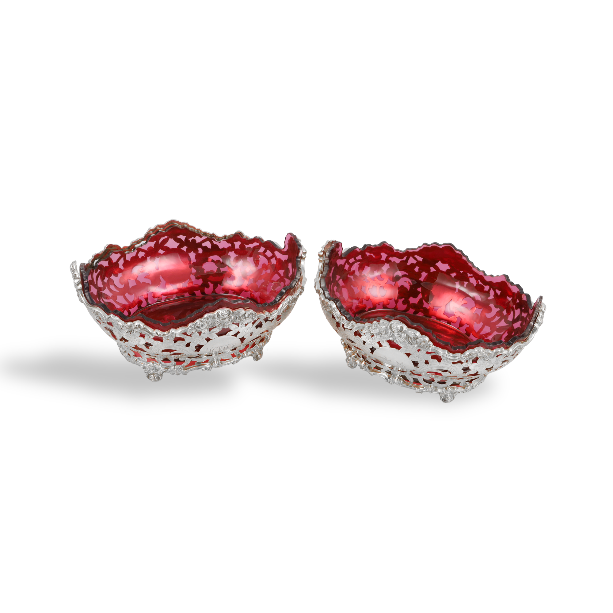 Victorian Silver Ruby Lined Bon Bon Dish Hallmarked Sheffield_1