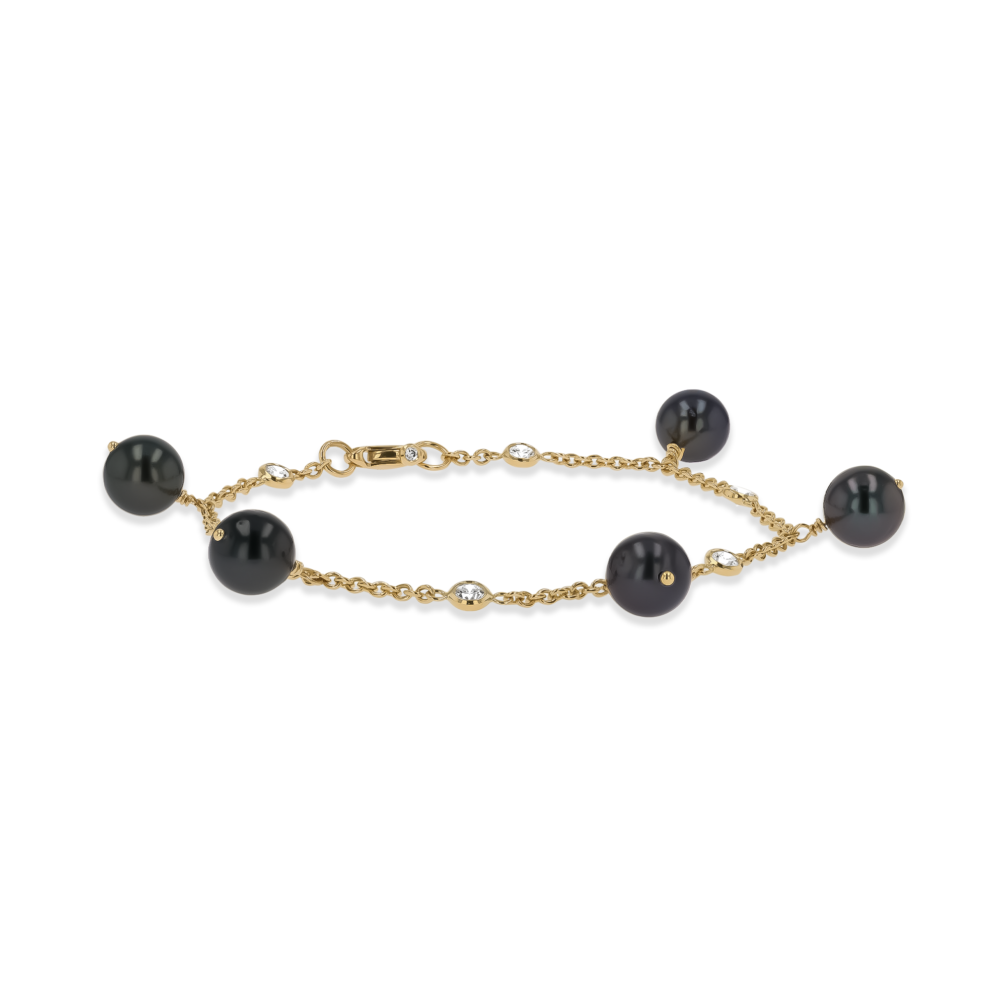 Tahitian Pearl and Diamond Bracelet Brilliant Cut, Rubover Set_1