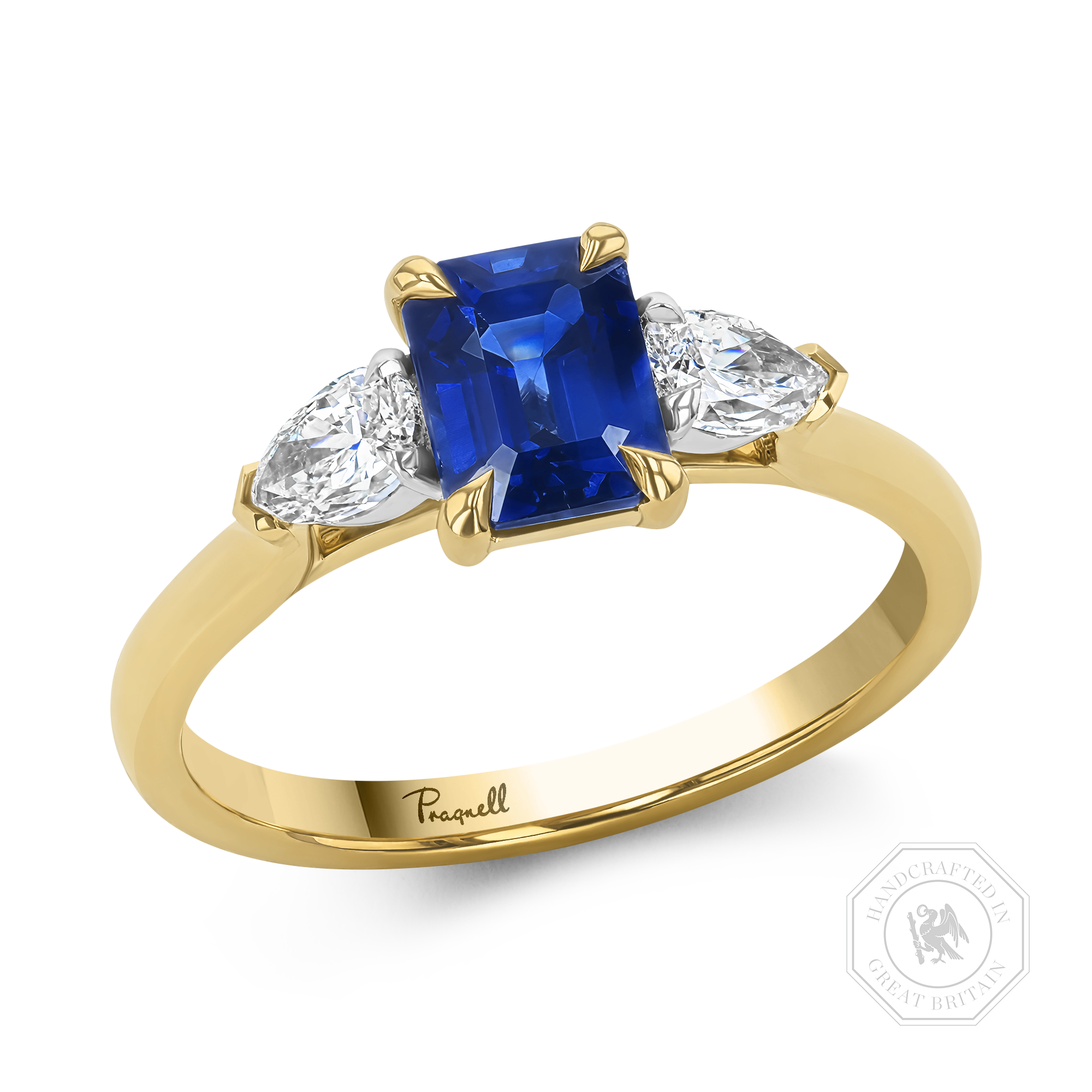 Octagonal Cut 1.20ct Sapphire and Diamond Ring Octagonal Cut, Claw Set_1