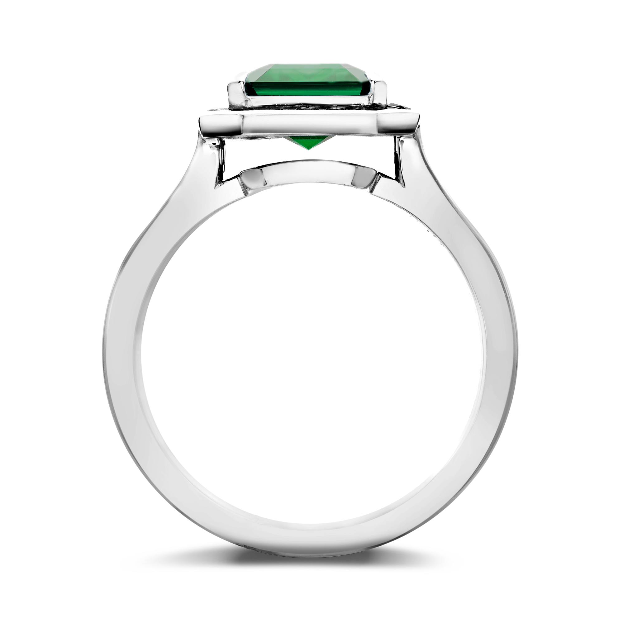 Gatsby 3.07ct Tsavorite Garnet Ring with Blue Sapphire Surround Emerald & French Cut, Claw & Channel Set_3