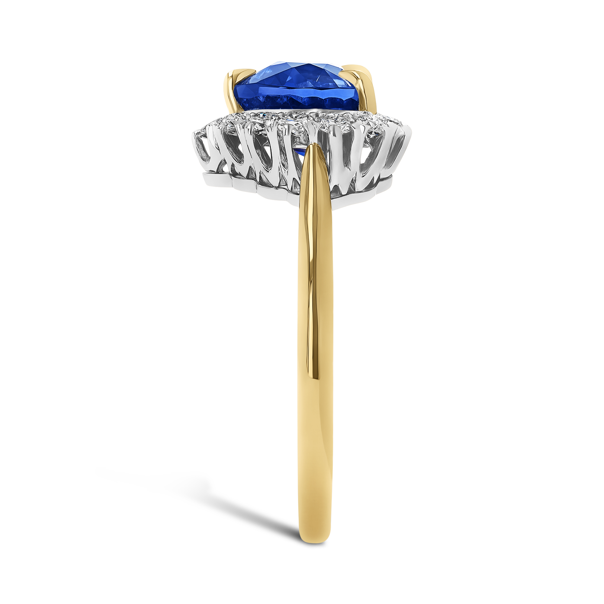 Heartshape 2.54ct Sapphire and Diamond Cluster Ring Heartshape, Claw set_4