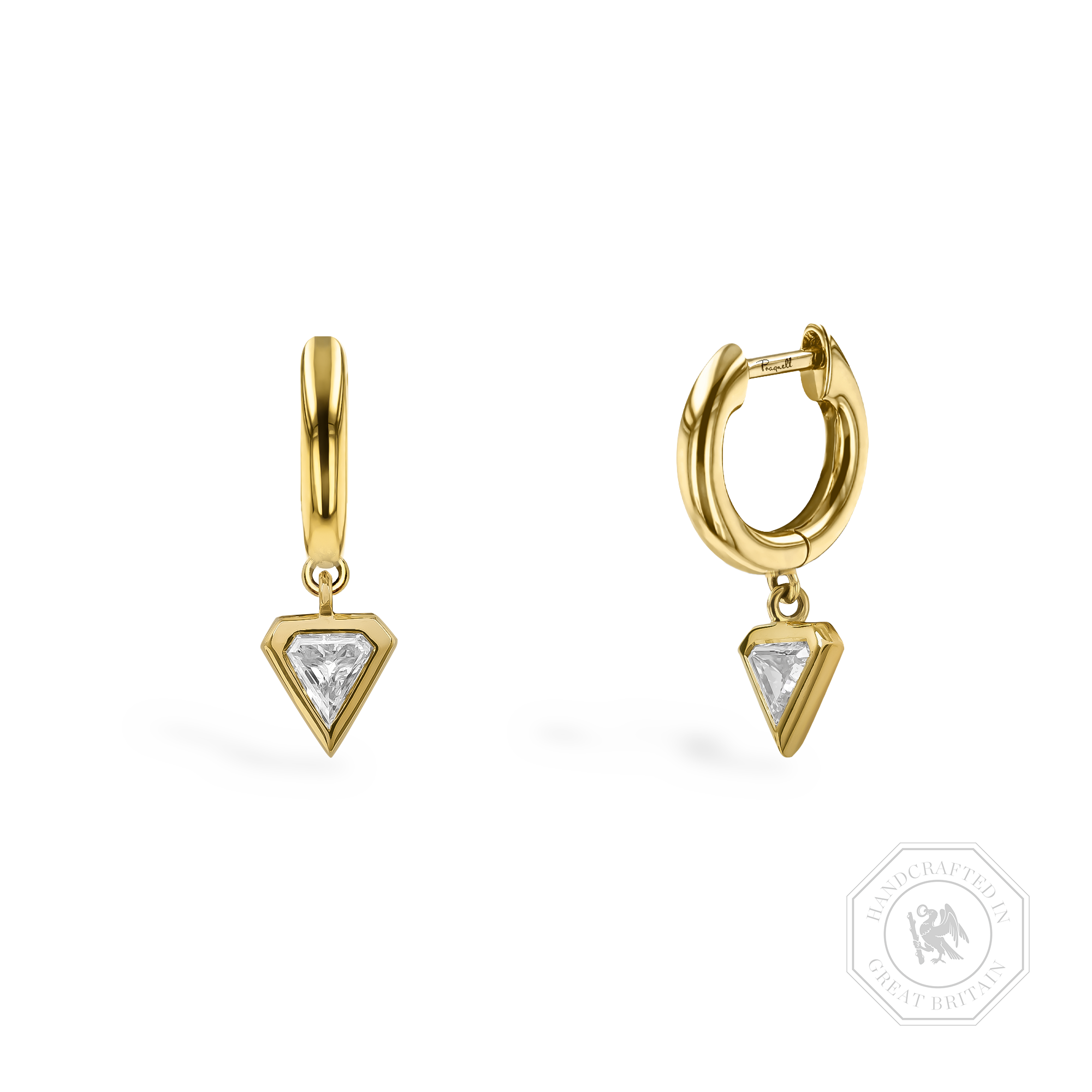 Shield Cut 0.345ct Diamond Drop Earrings Shield Cut, Rubover Set_1