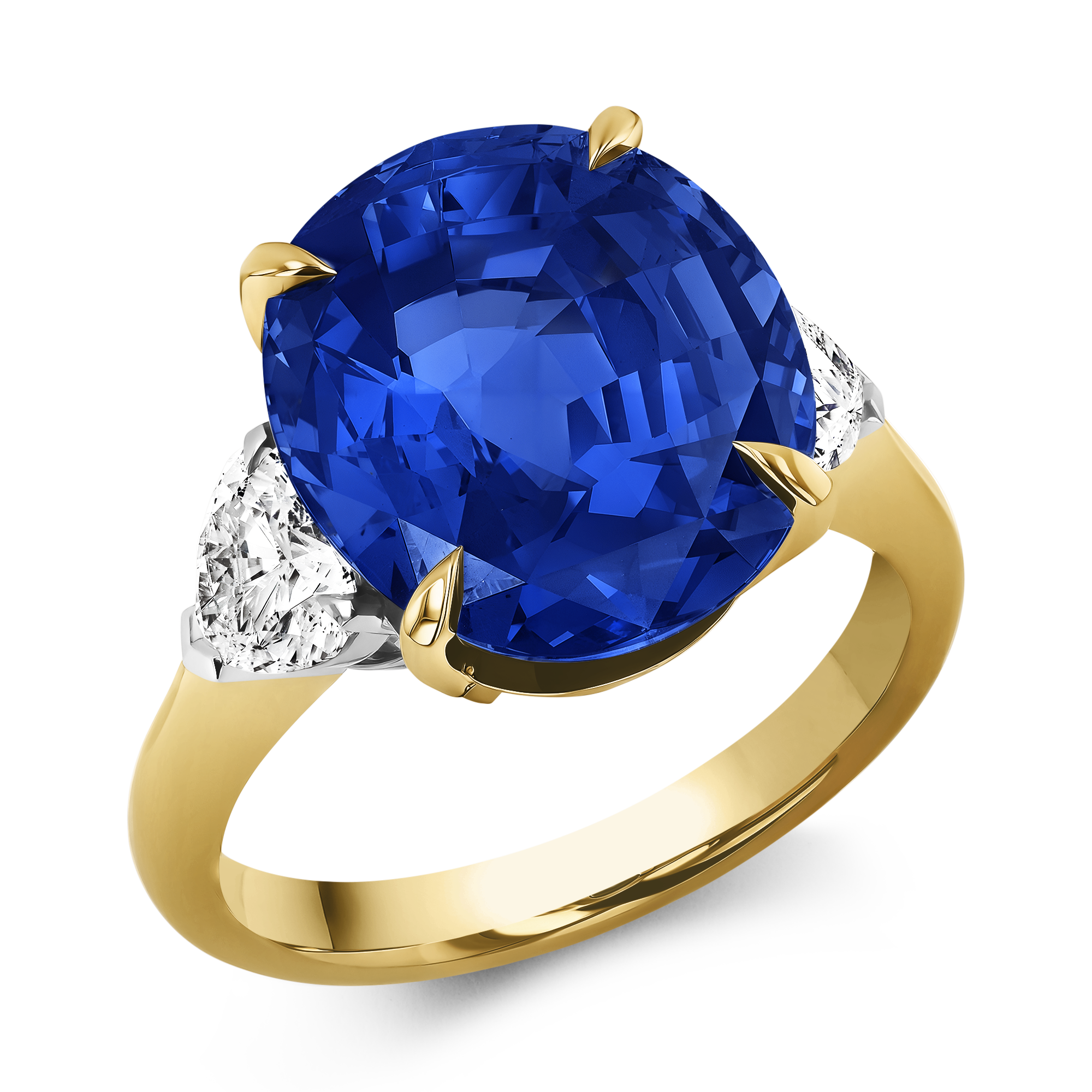 Masterpiece Oval Cut Sri Lankan Sapphire and Diamond Ring 10.70ct in 18ct Yellow Gold and Platinum_1