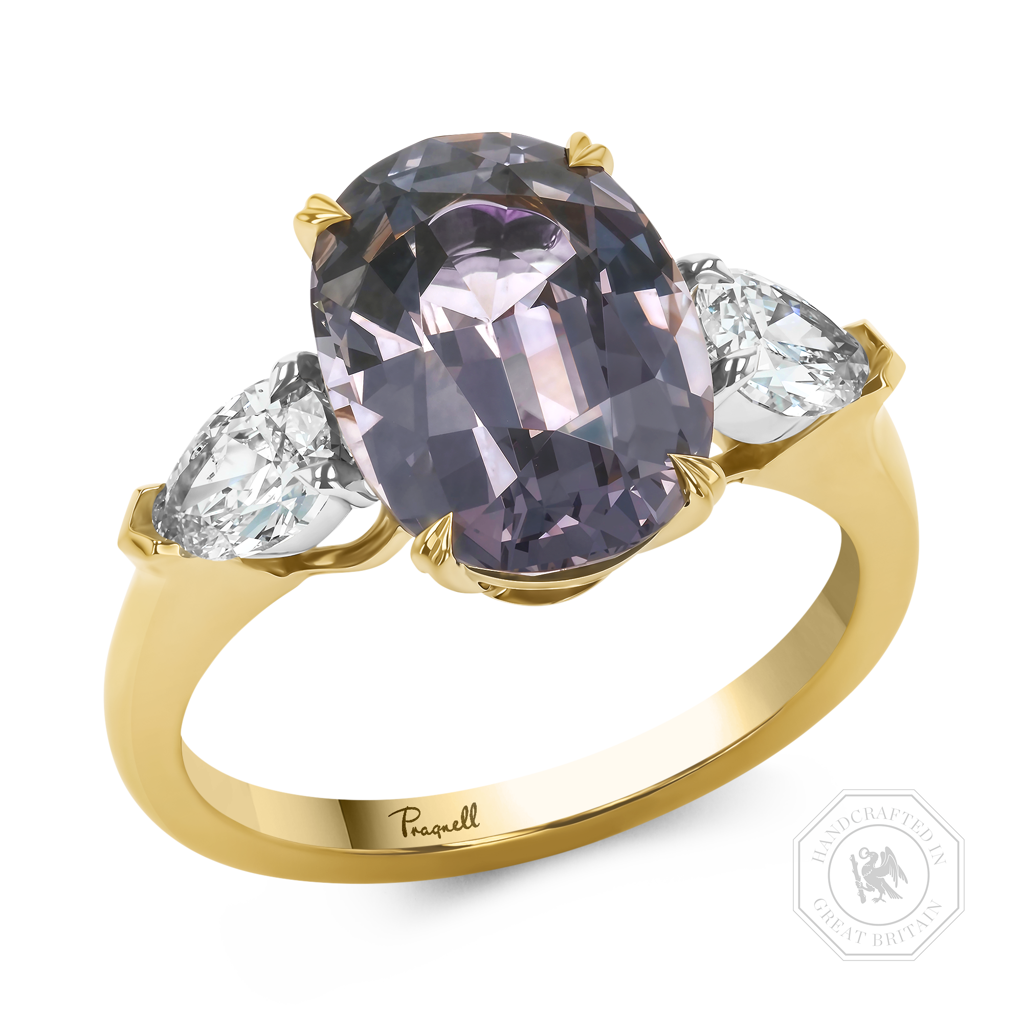 Oval Cut 5.02ct Burma Spinel and Diamond Ring Oval Cut, Claw Set_1