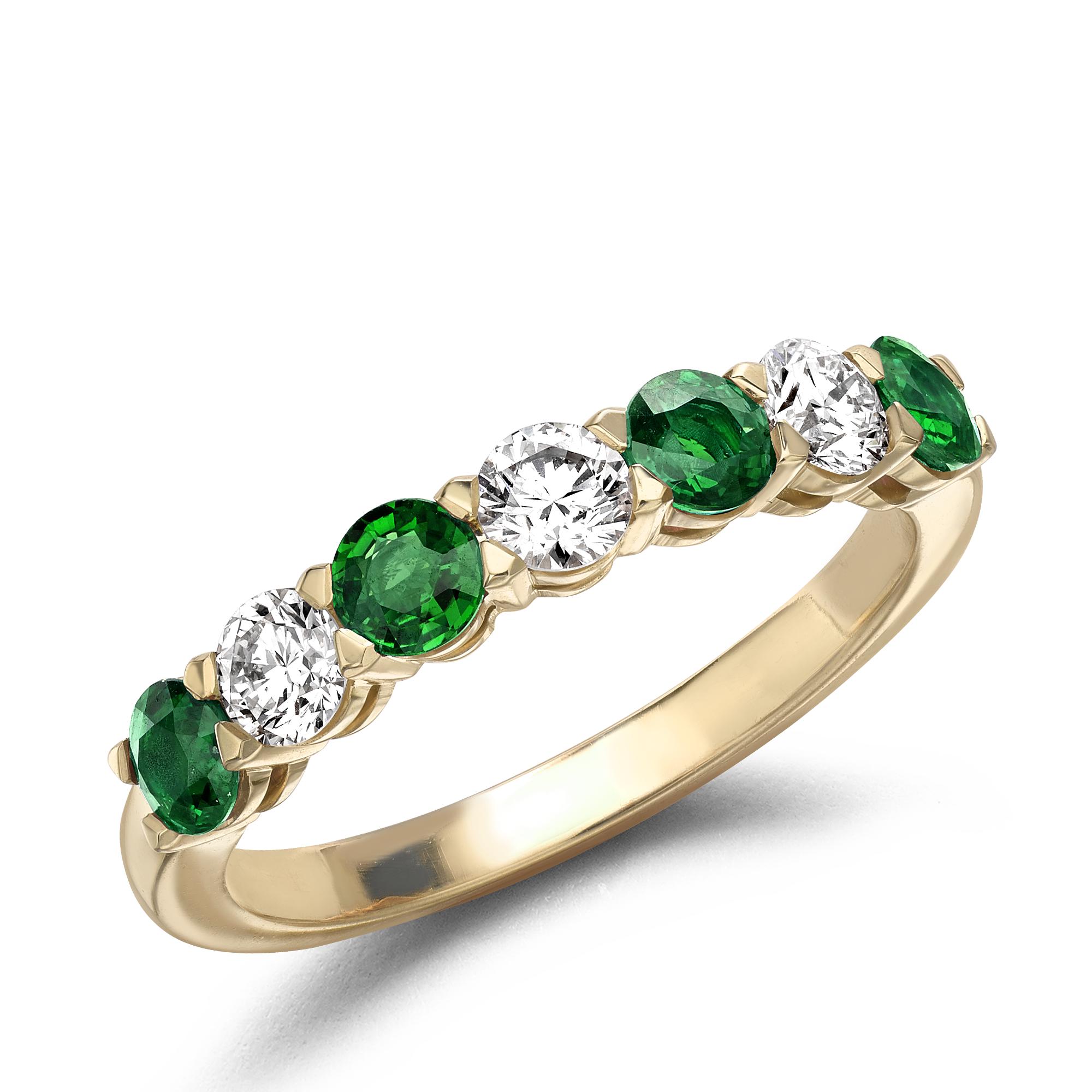Emerald and Diamond Seven-Stone Ring Brilliant Cut, Seven-Stone, Claw Set_1