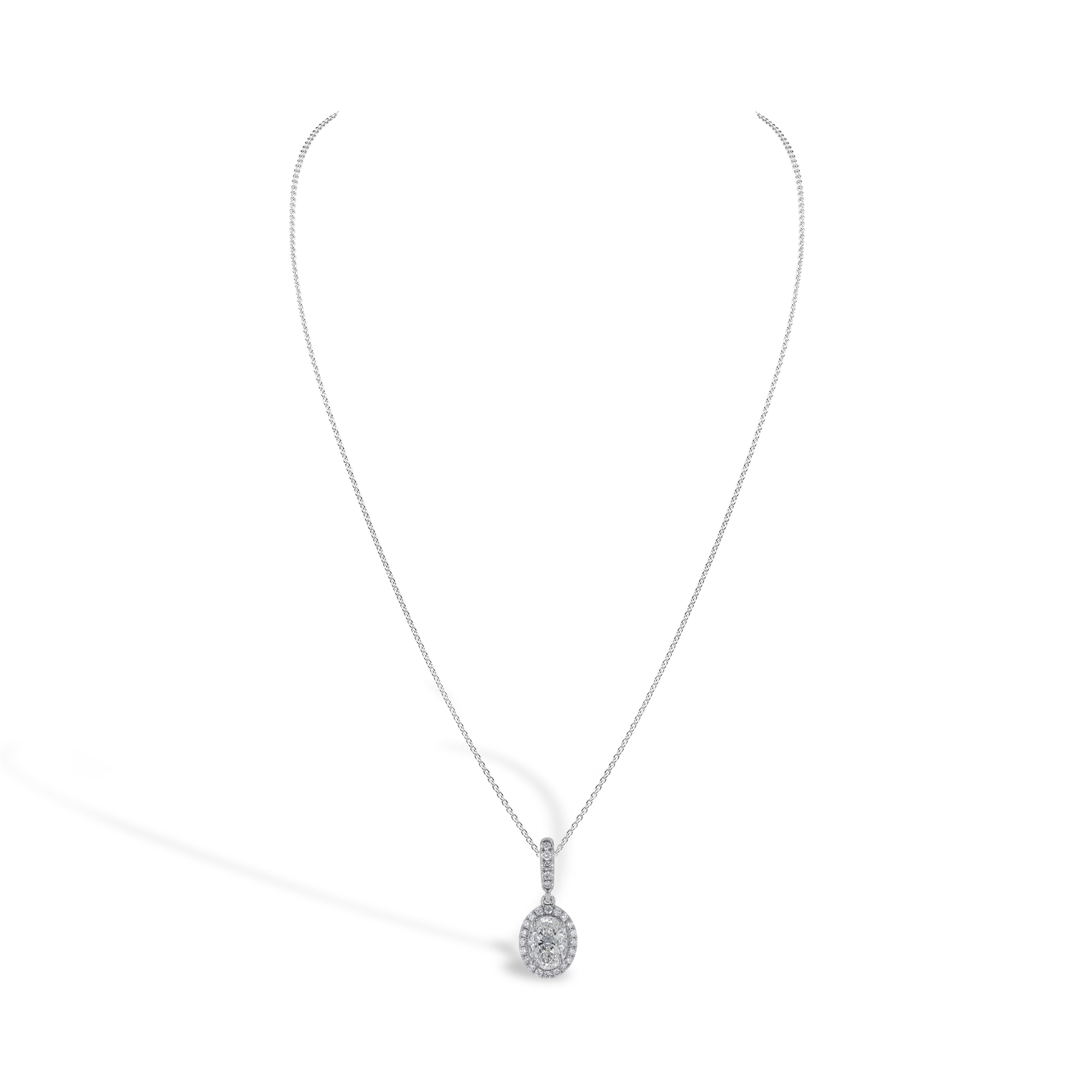 Celestial Oval Cut Diamond Halo Pendant Oval Cut, Four Claw Set_2