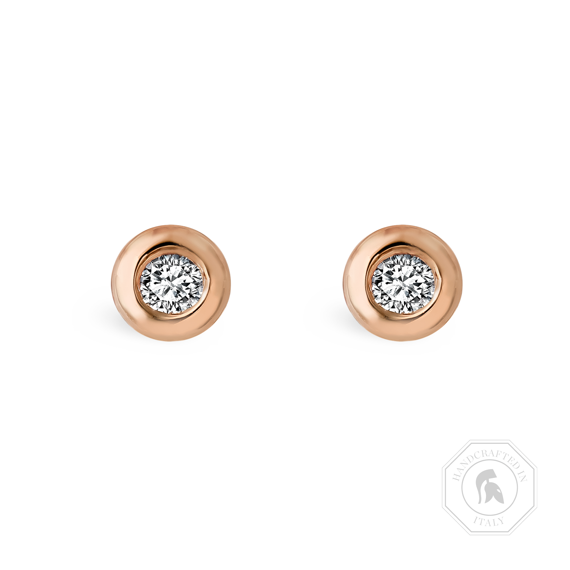 RockChain Two Stone Diamond Stud Earrings Brilliant Cut, Rubover Set_1