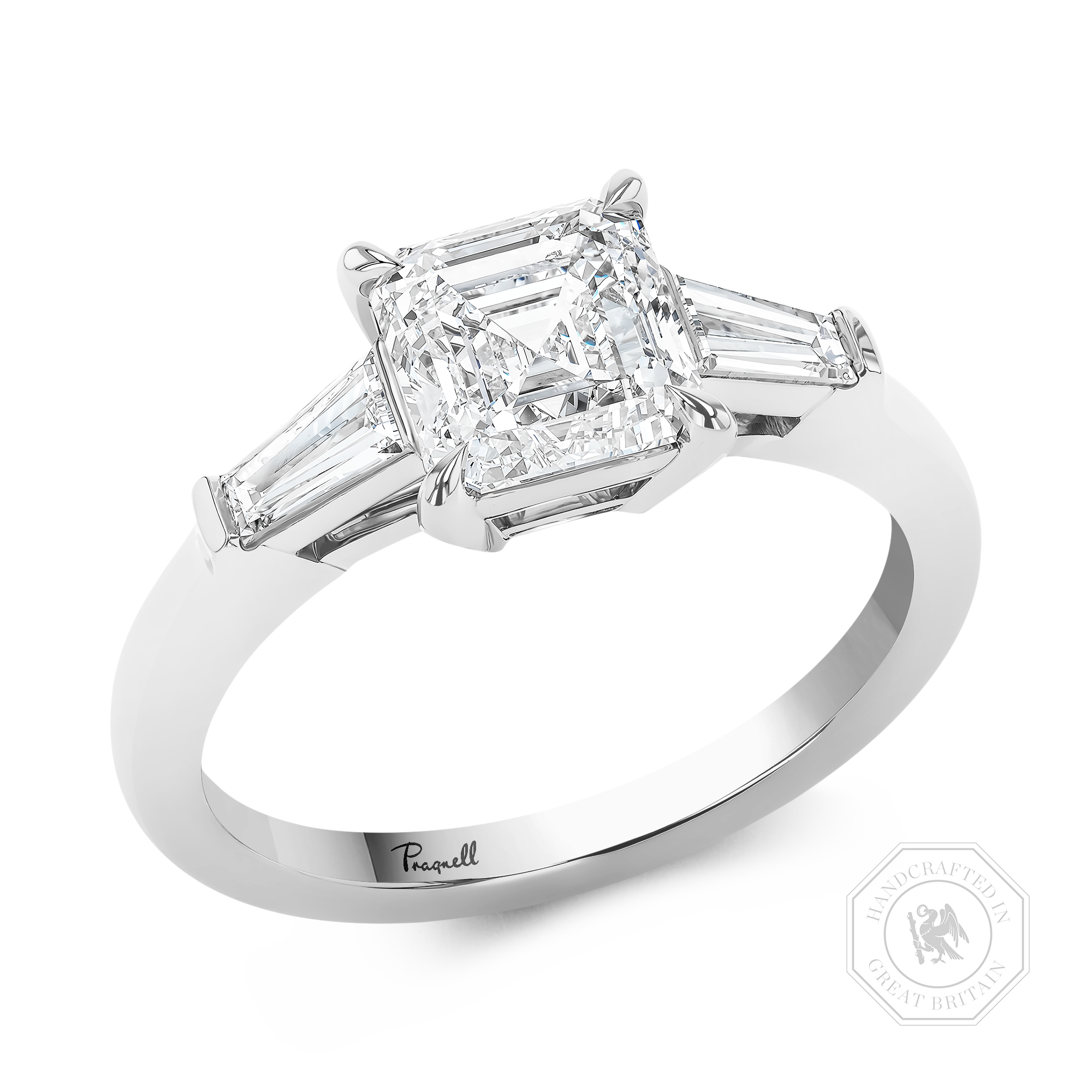 Regency 1.70ct Asscher Cut Diamond Ring Asscher & Baguette Cut, Claw Set_1