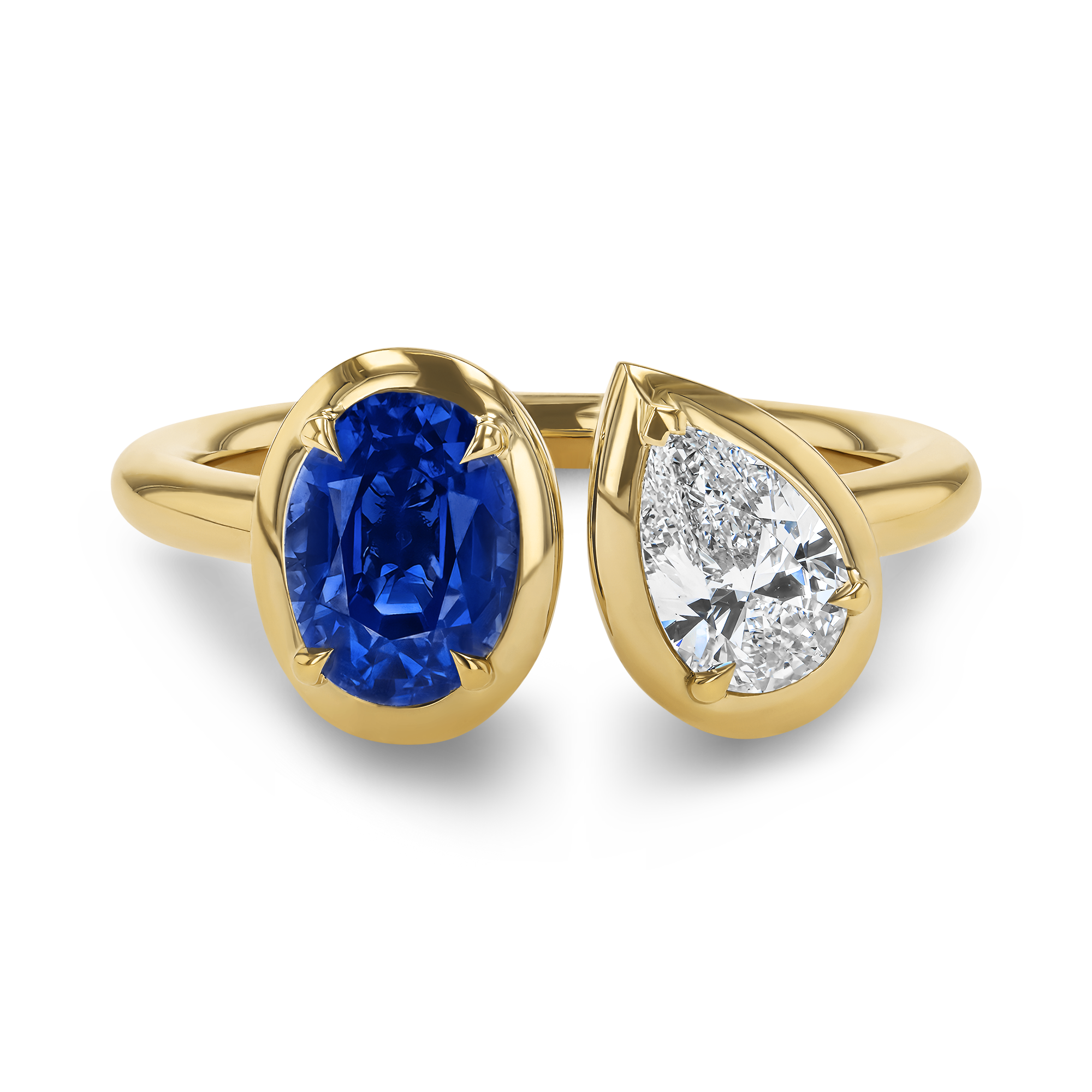 Skimming Stone 1.21ct Sapphire and Diamond Toi et Moi Ring Oval Cut, Claw Set_2