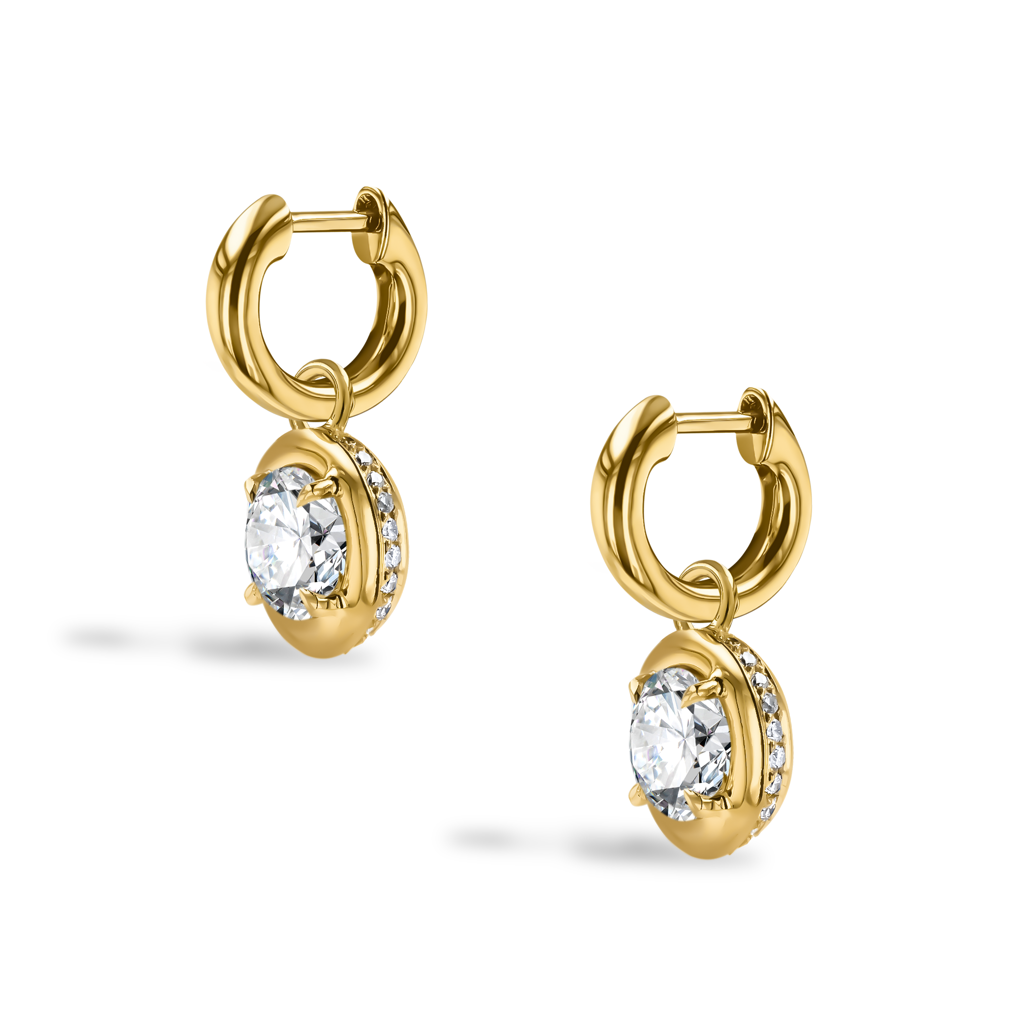 Skimming Stone 1.00ct Diamond Drop Hoop Earrings Brilliant cut, Claw set_3