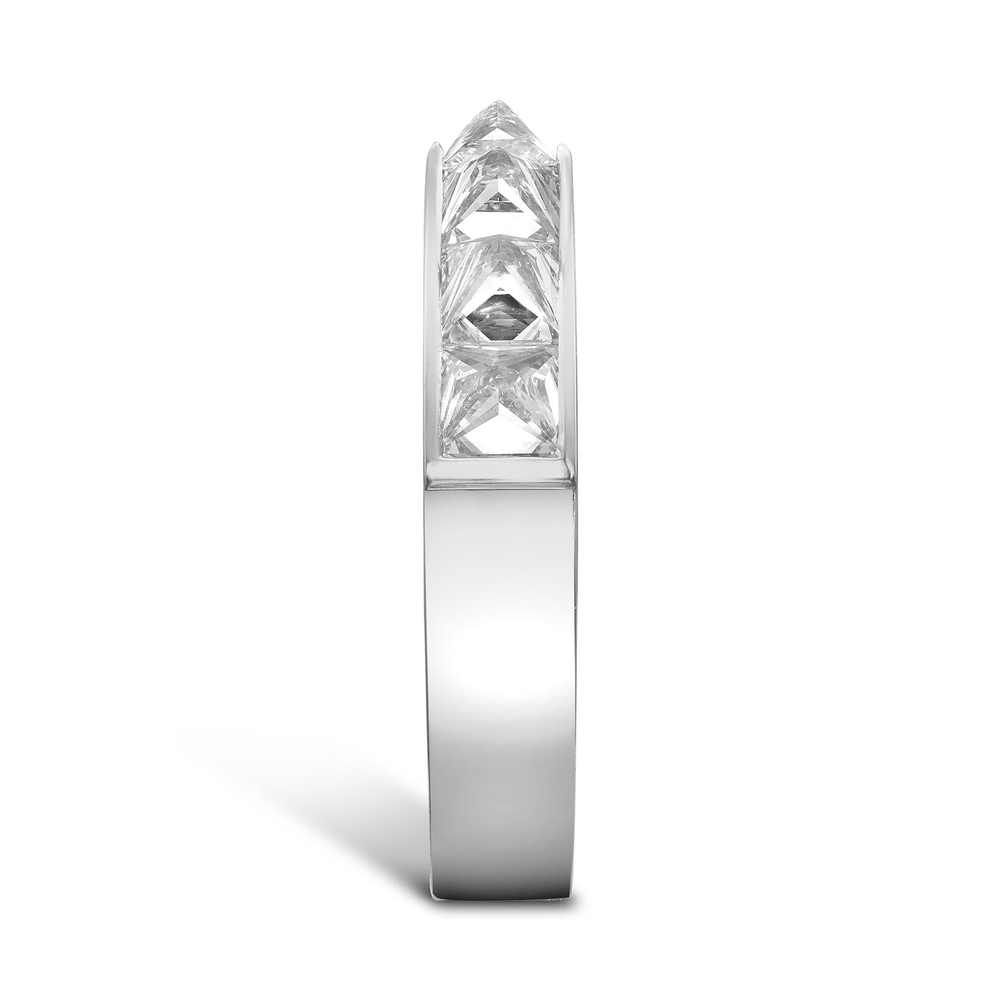 RockChic 2.77ct Diamond Peaked Seven Stone Ring Inverted Princess Cut, Channel Set_4