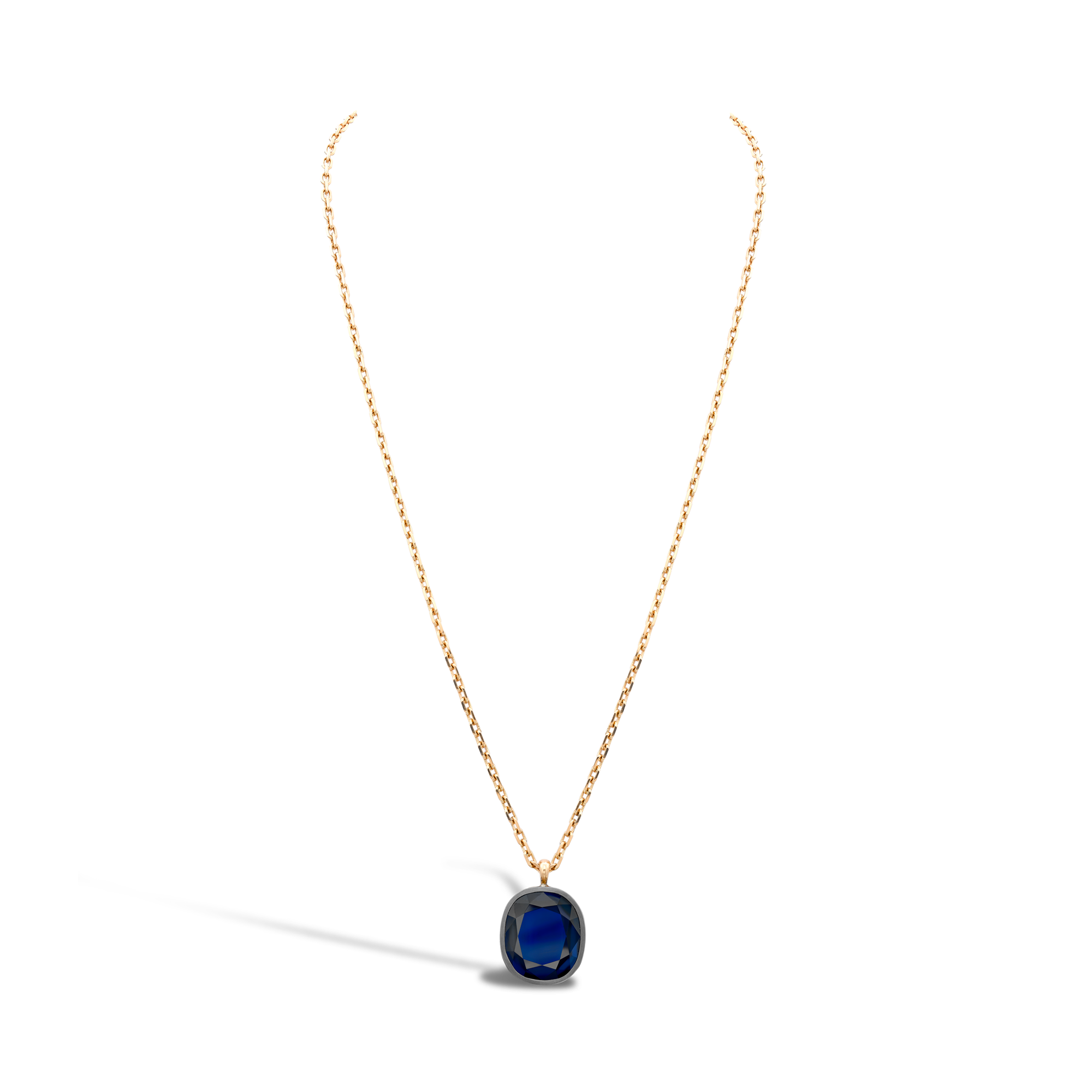 Masterpiece Antique Cushion Cut Sapphire Pendant With a Diamond Set Chain_2