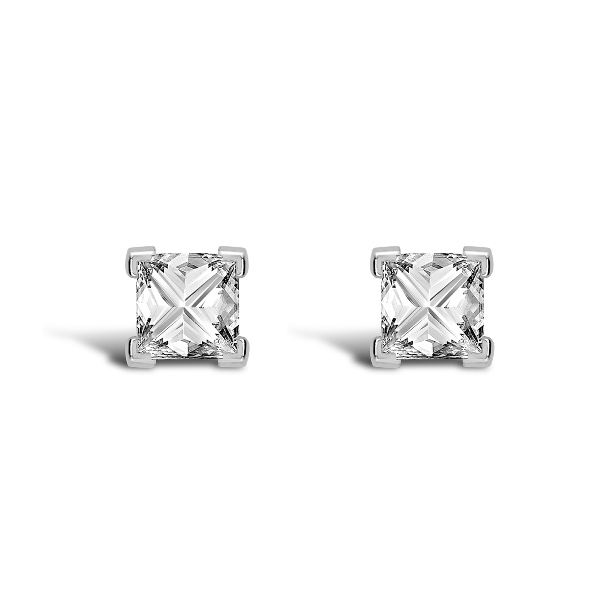 RockChic Diamond Solitaire Earrings Princess Cut, Claw Set_1