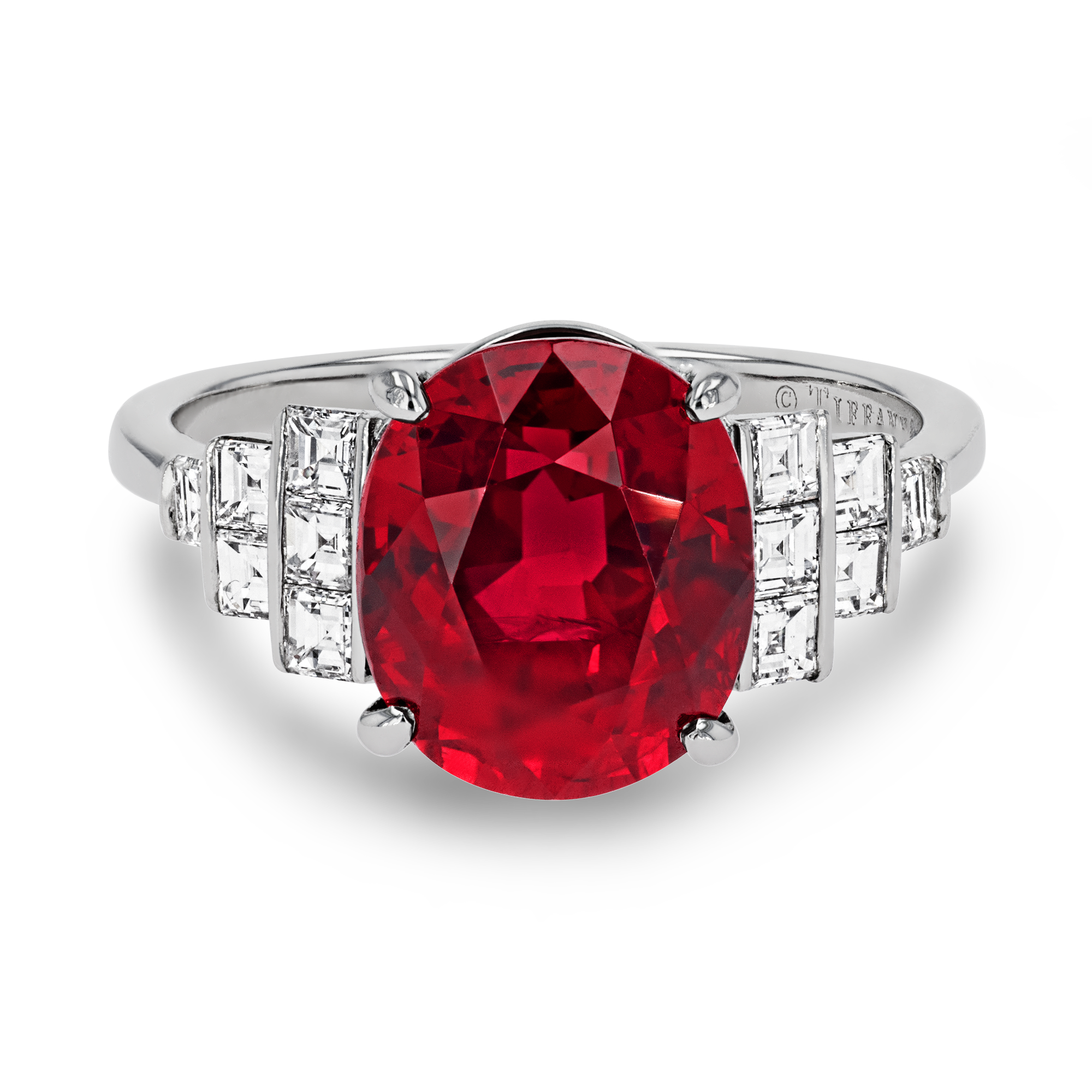 Tiffany & Co Ruby & Diamond Ring Oval & Princess Cut, Claw Set_2