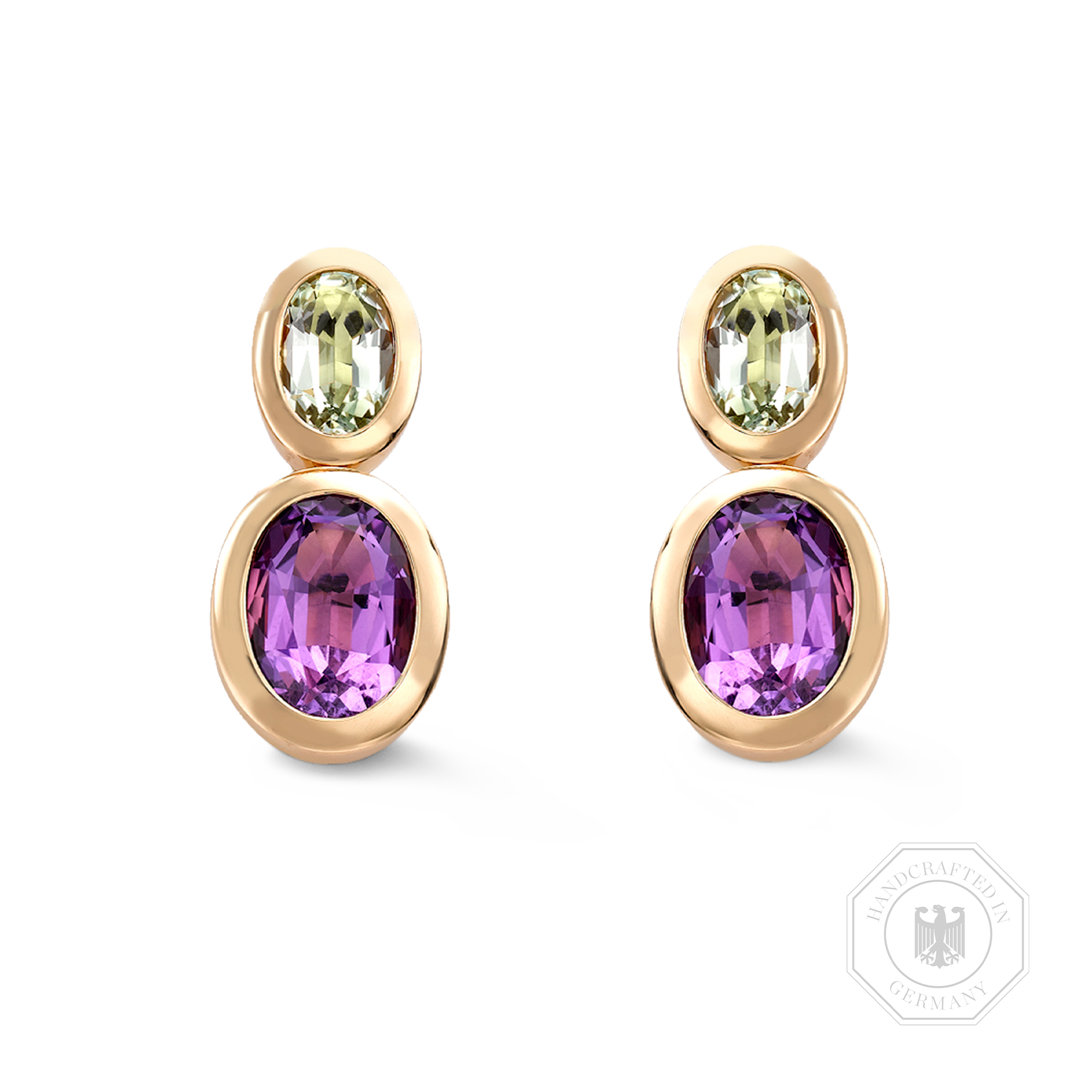 Amethyst Earrings Oval Cut, Rubover Set_1