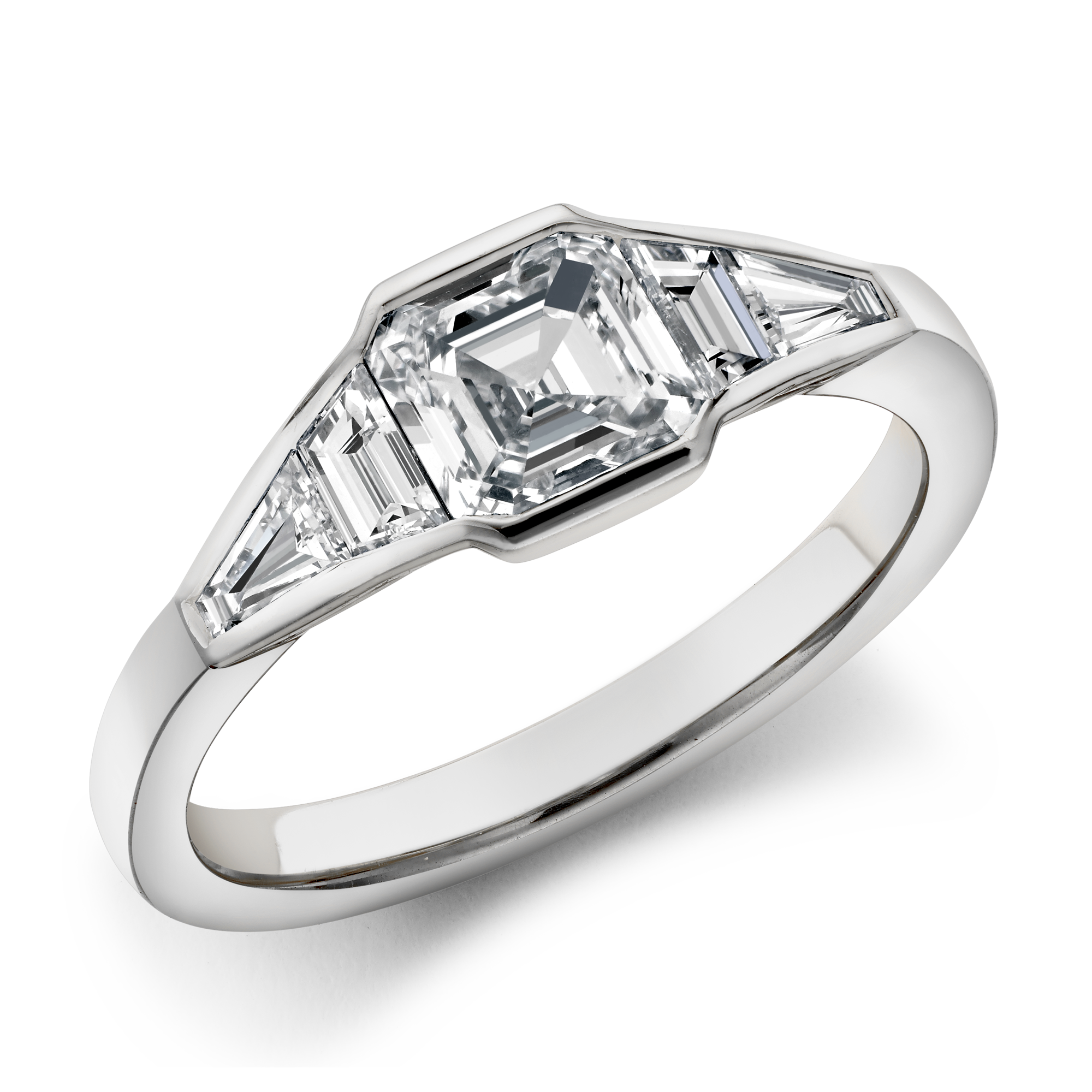 Kingdom 0.76ct Diamond Five Stone Ring Asccher, Rubover Set_1