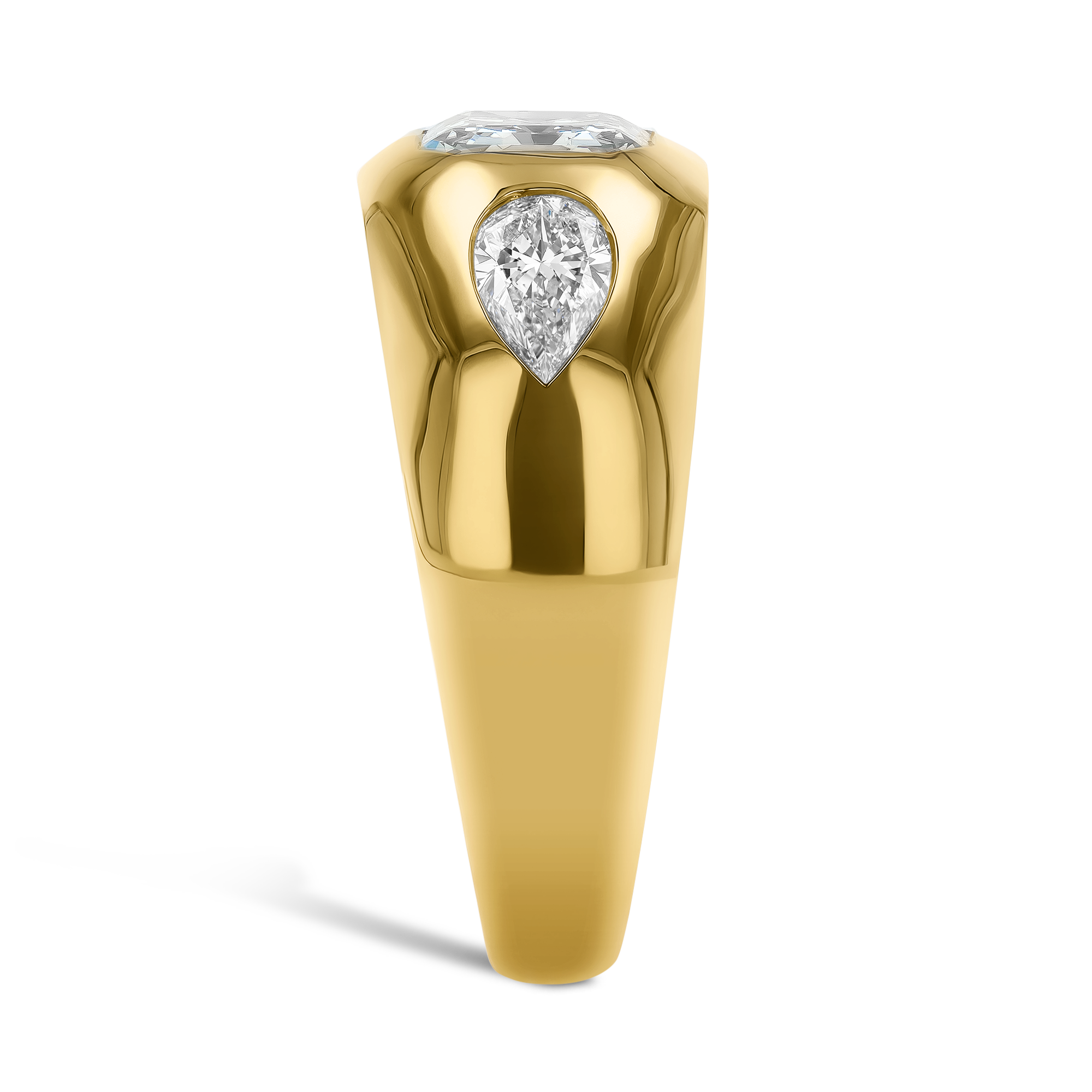 Stellar 2.02ct Emerald Cut Diamond Bombé Ring Emerald Cut & Pear Shaped, Rubover Set_4