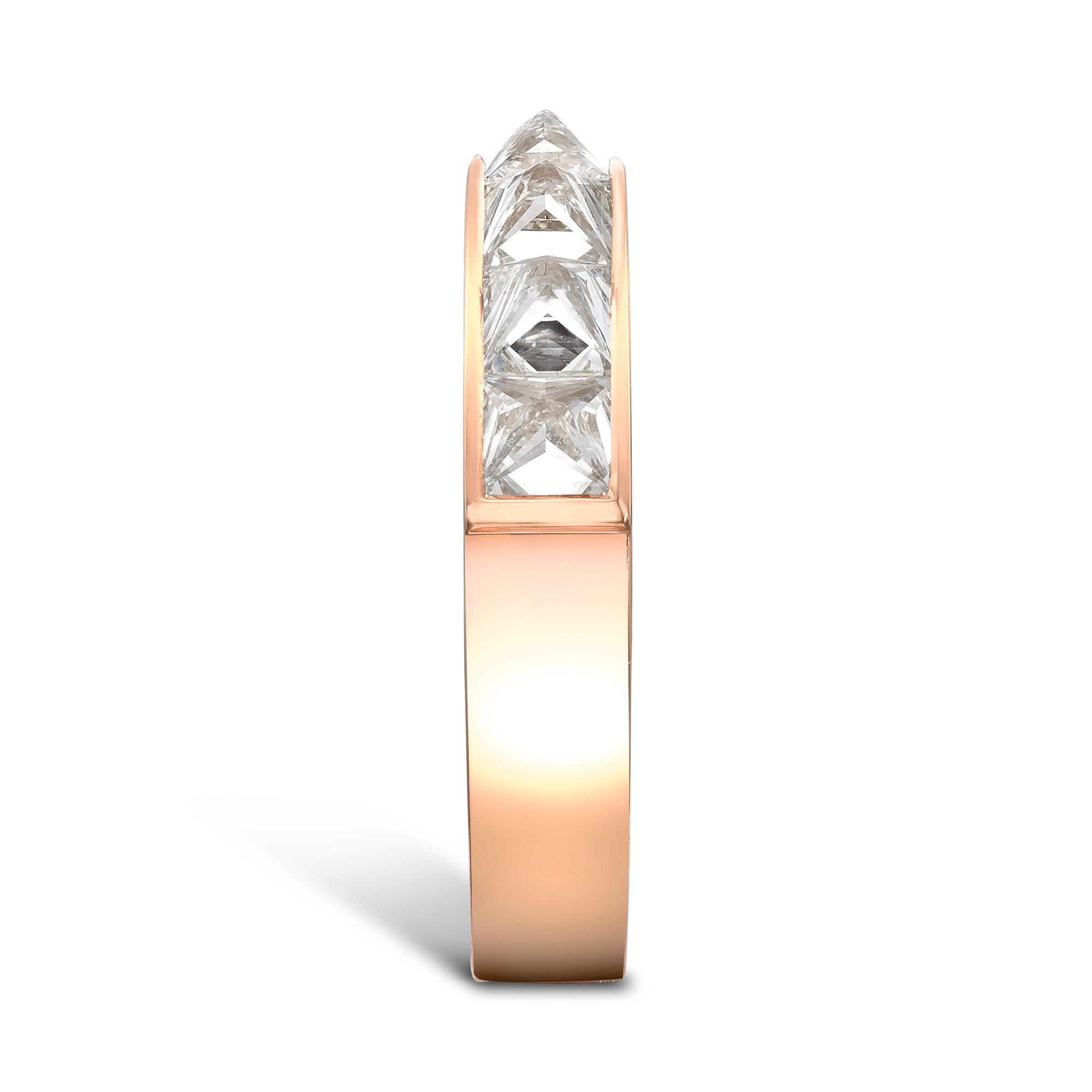 RockChic 2.91ct Diamond Peaked Half Eternity Ring Inverted Princess Cut, Channel Set_4