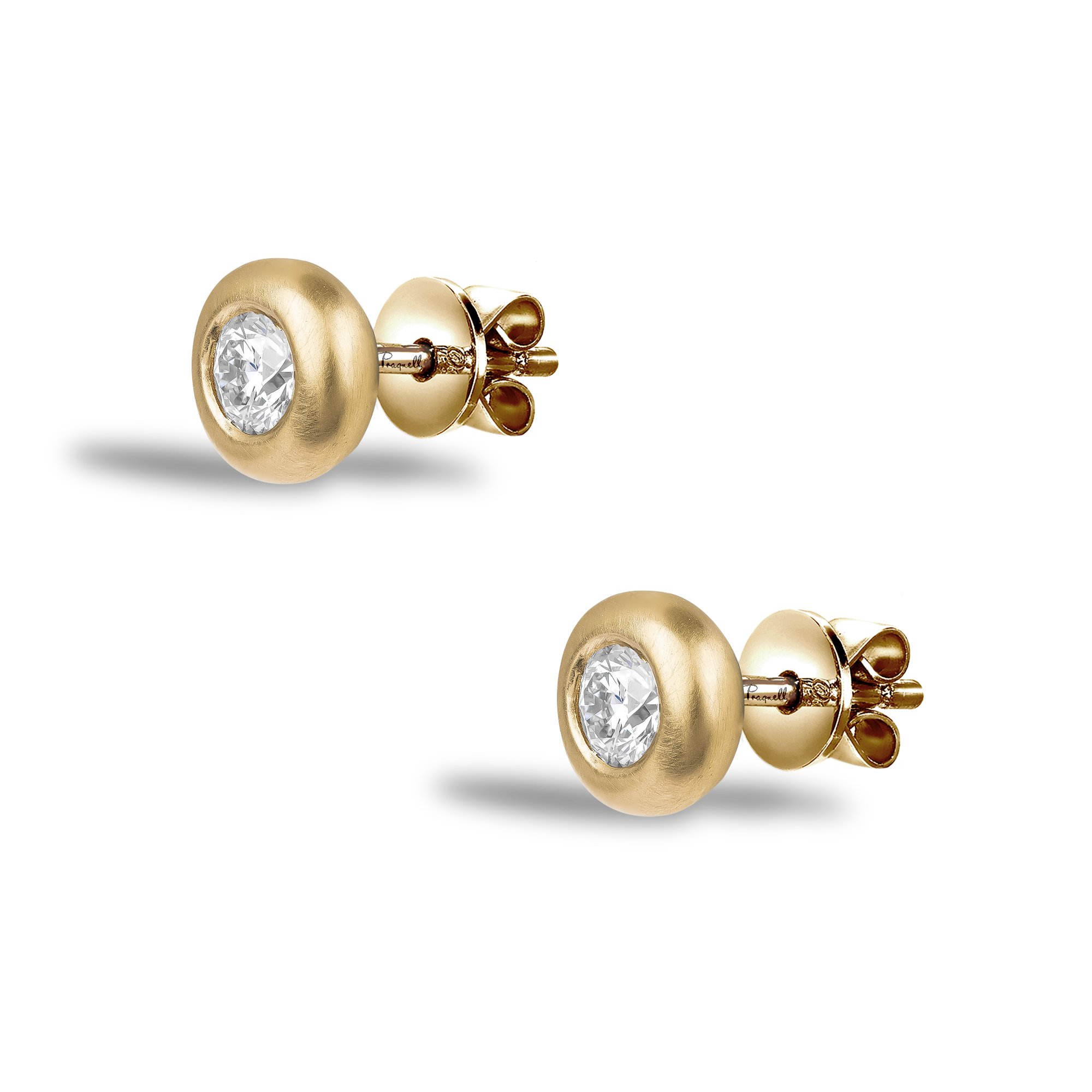 RockChain Two Stone Diamond Stud Earrings Brilliant Cut, Rubover Set_2