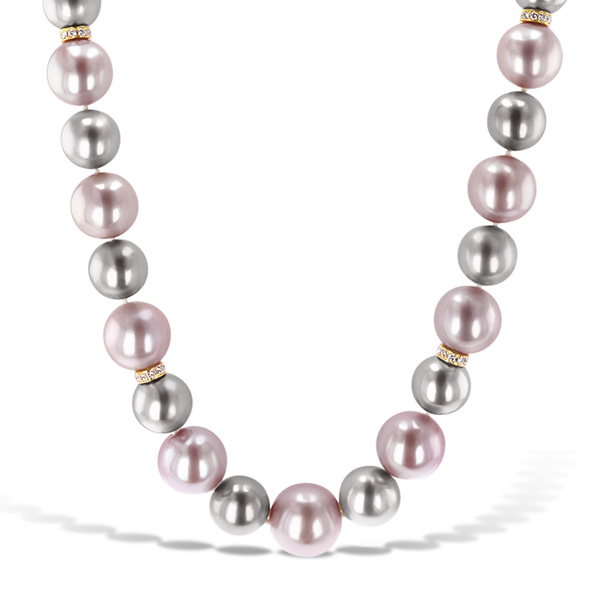 Tahitian Black and Pink Freshwater Pearl Necklace 10.4mm - 14.4mm_2