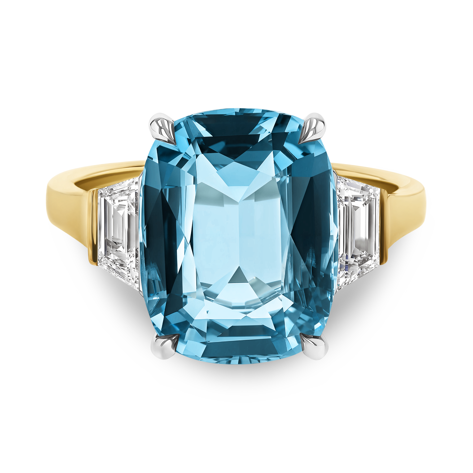 Lukusuzi Aquamarine and Diamond Ring Cushion modern cut, Claw set_2