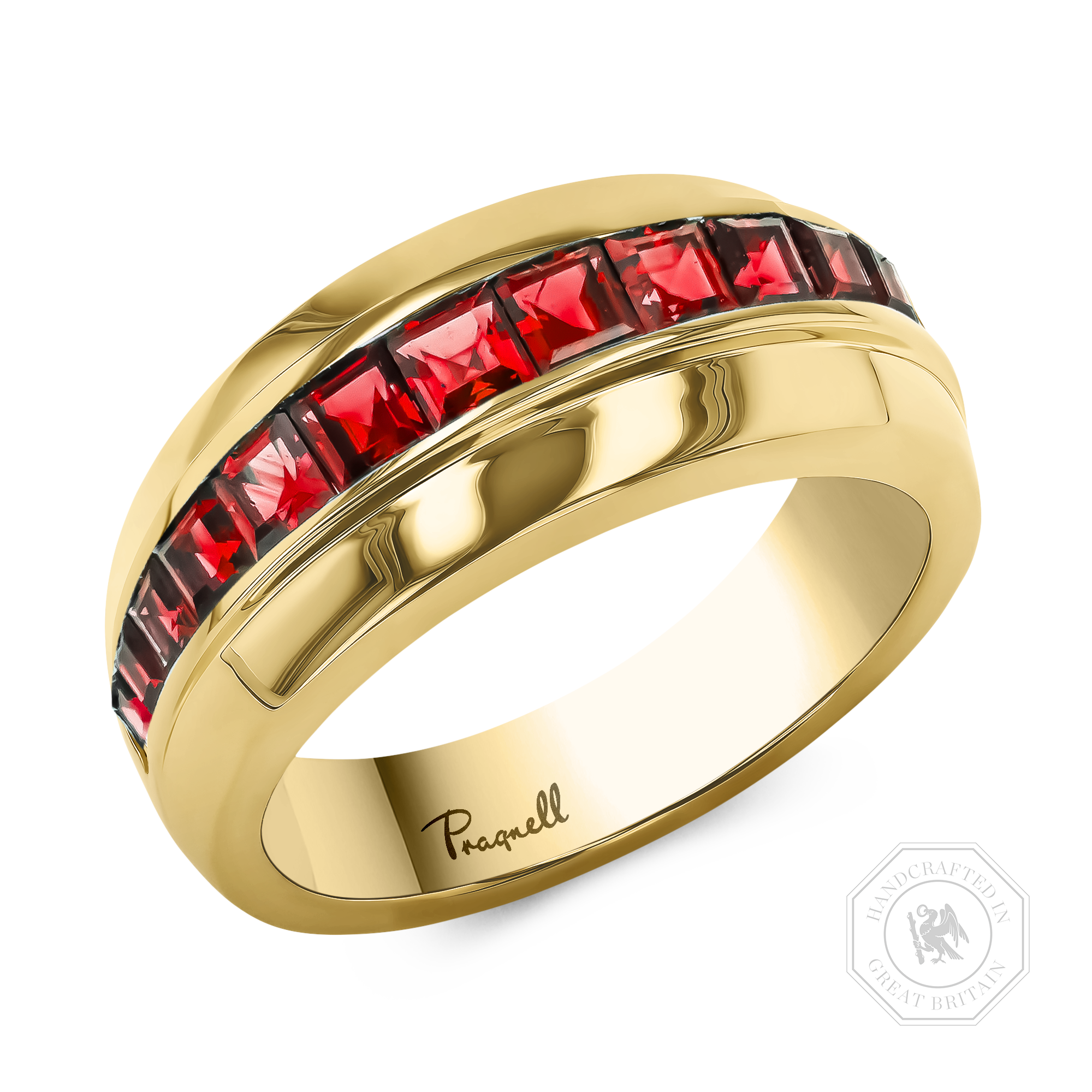 Manhattan 1.20ct Single Row Ruby Ring Carre Cut, Channel Set_1