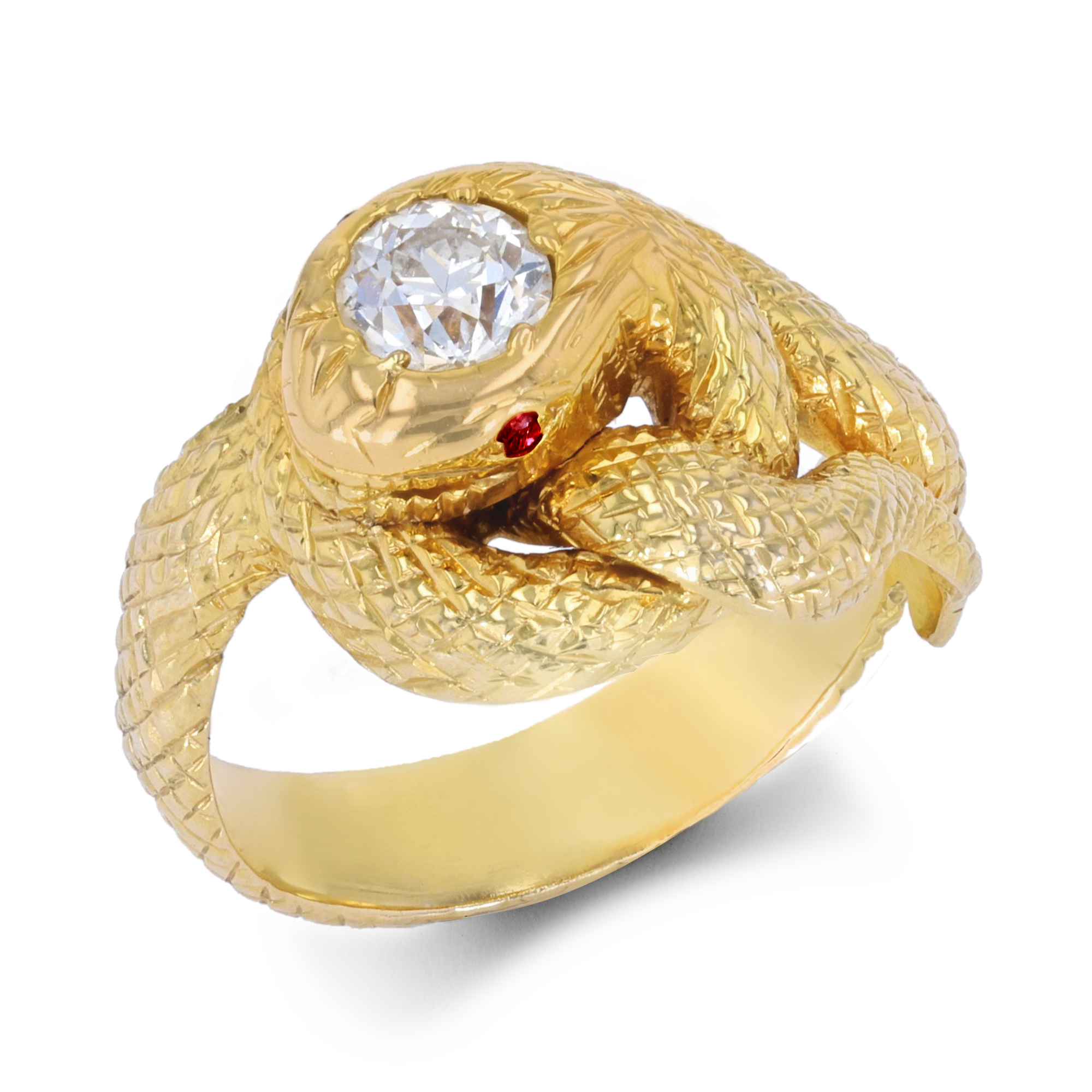 Antique Inspired Diamond Coiled Snake Ring Old Cut, Claw Set_1