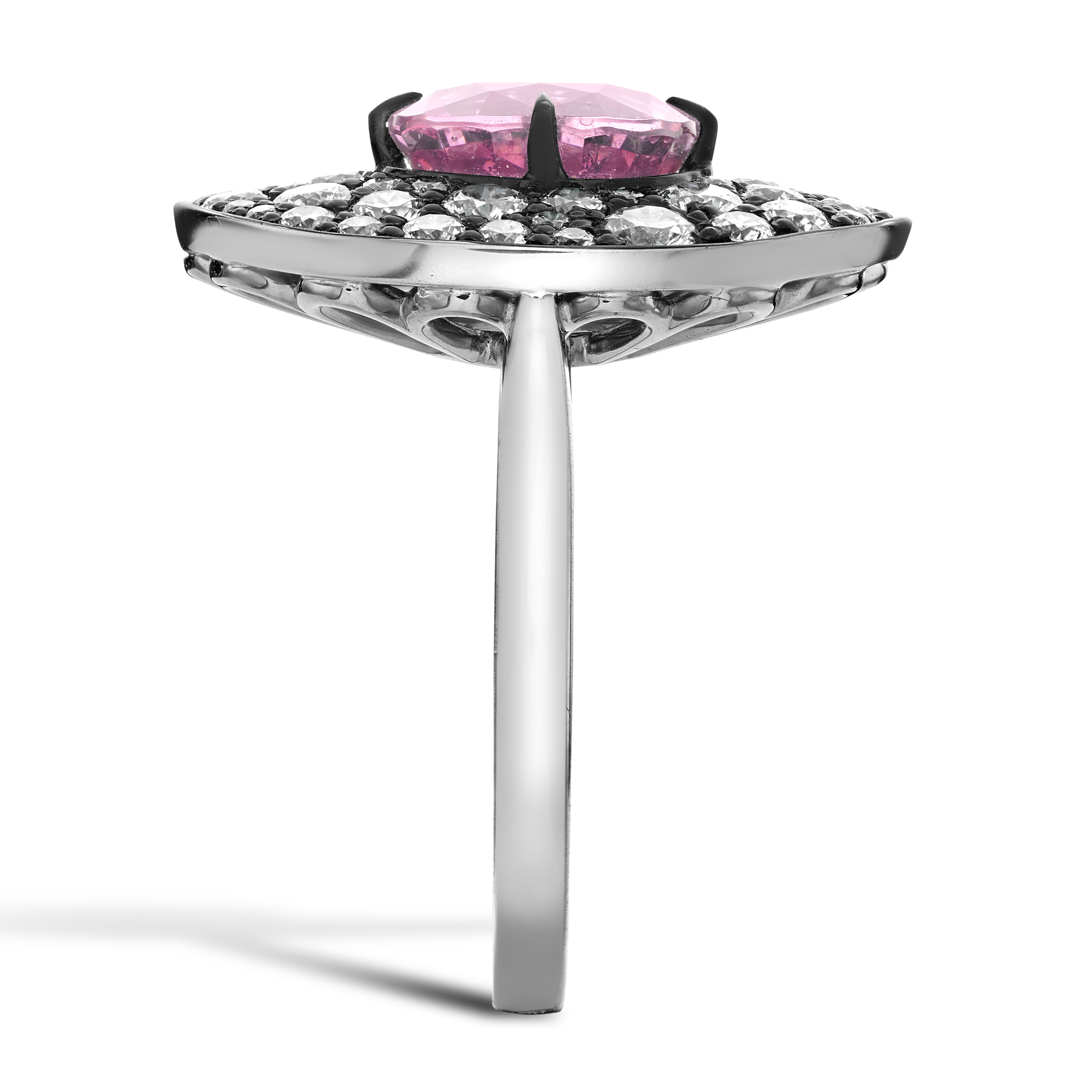 Snowstorm 3.70ct Spinel and Diamond Cocktail Ring Cushion modern cut, Claw set_4